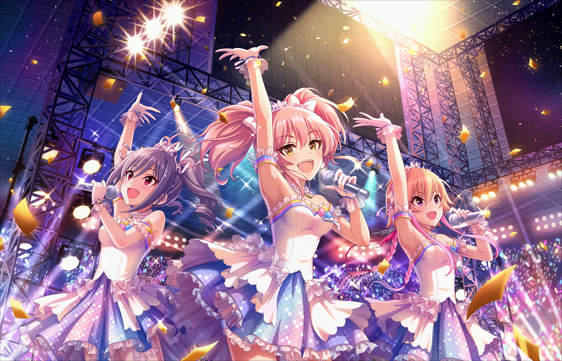 Ranko Kanzaki and idols performing on stage HD Wallpaper