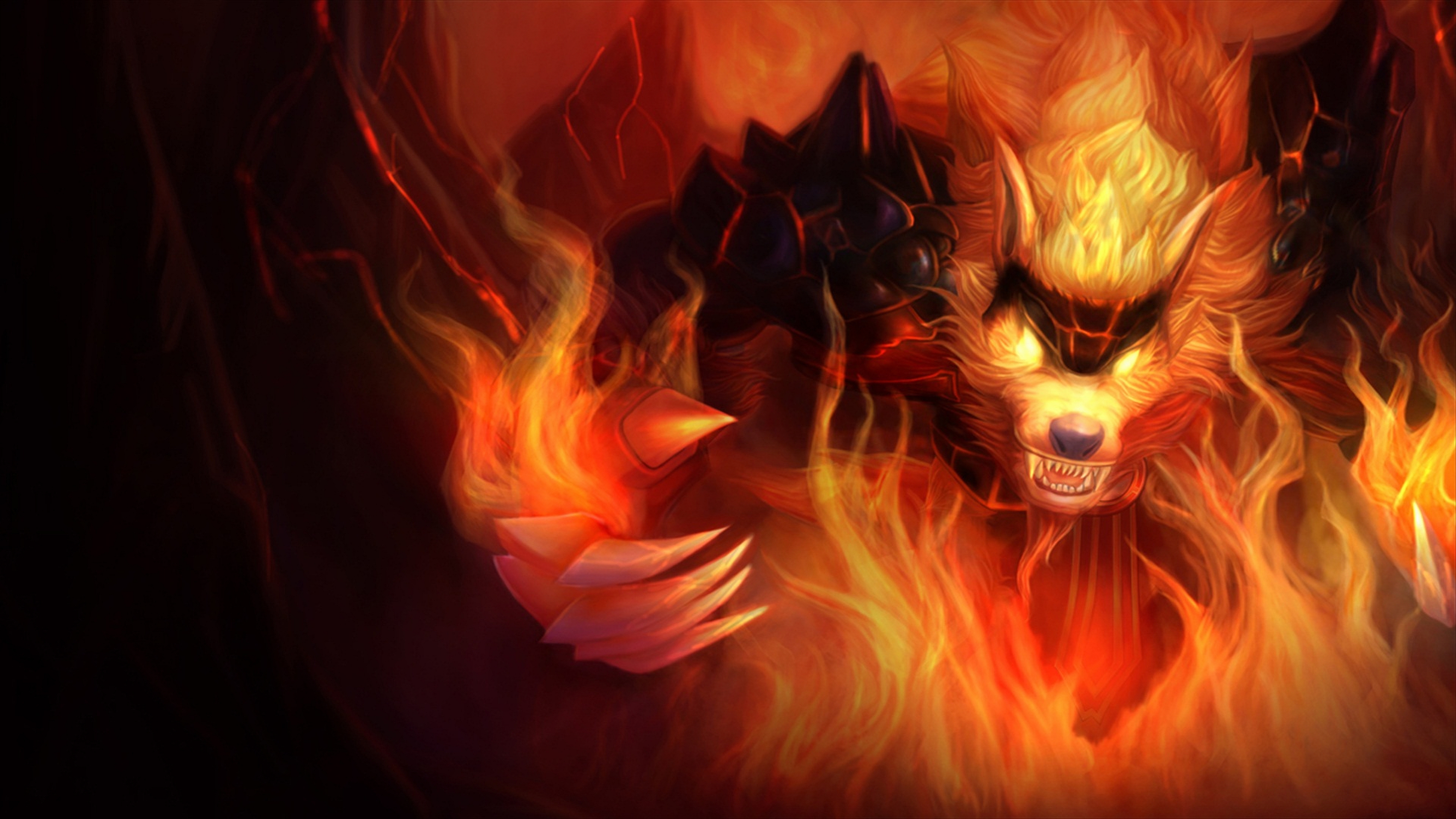 Warwick from League of Legends in Flames HD Wallpaper