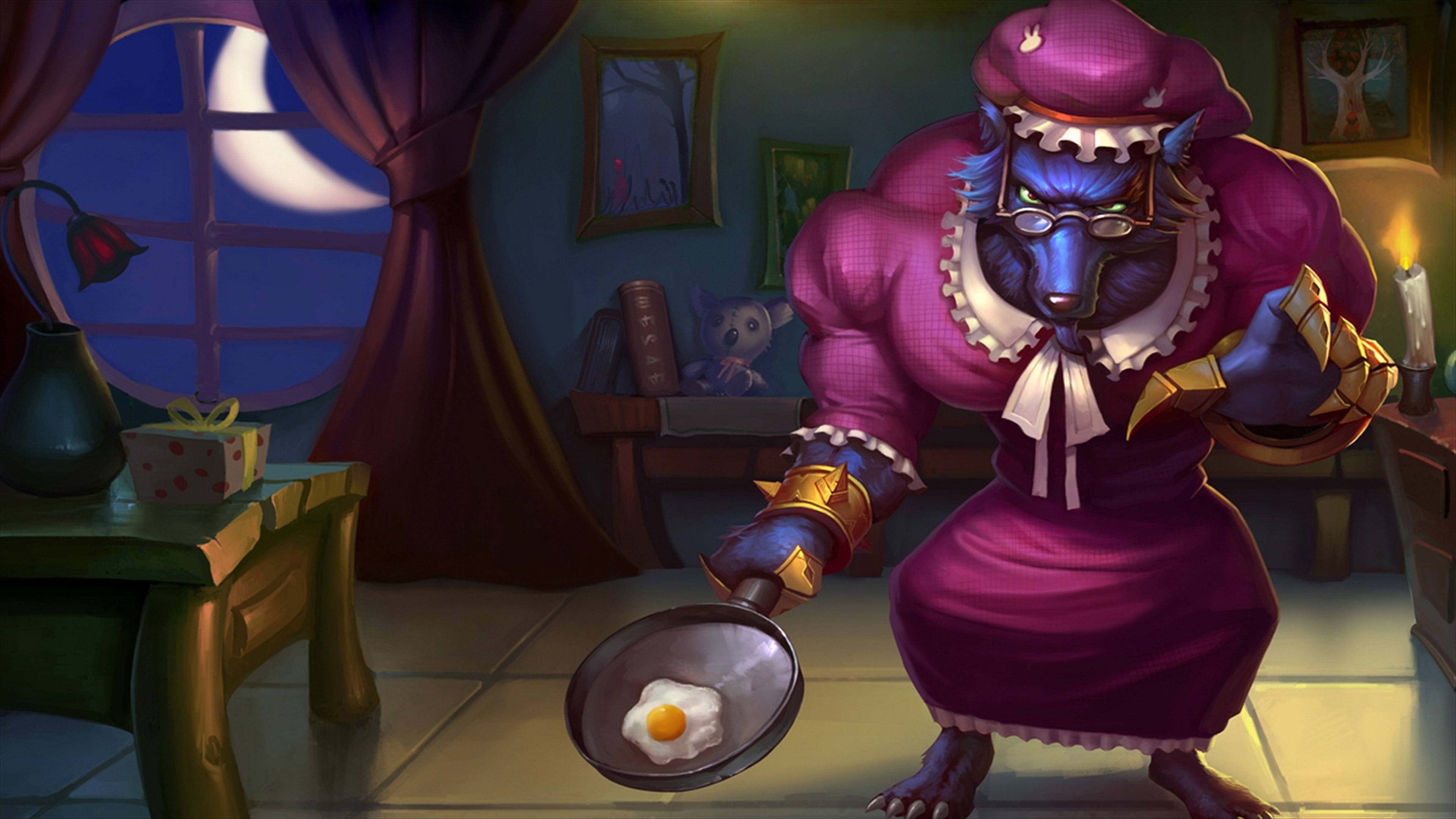 Warwick from League of Legends in a nightgown HD Wallpaper