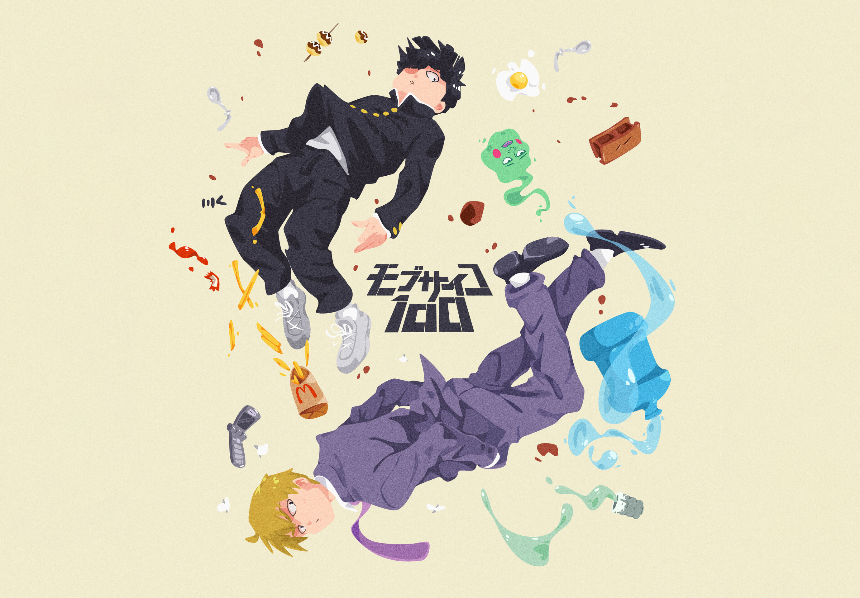 Mob Psycho 100 characters with floating objects HD Wallpaper