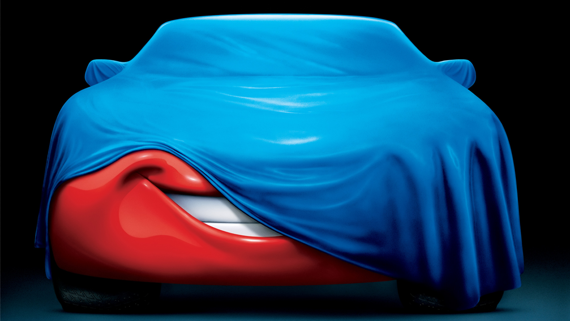 Lightning McQueen covered by a blue cloth HD Wallpaper
