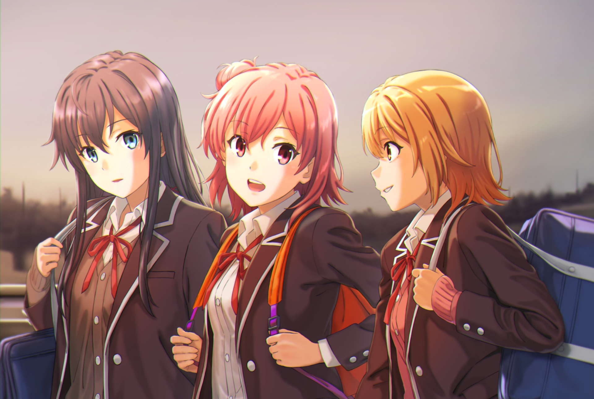 Iroha Isshiki and friends in school uniforms HD Wallpaper