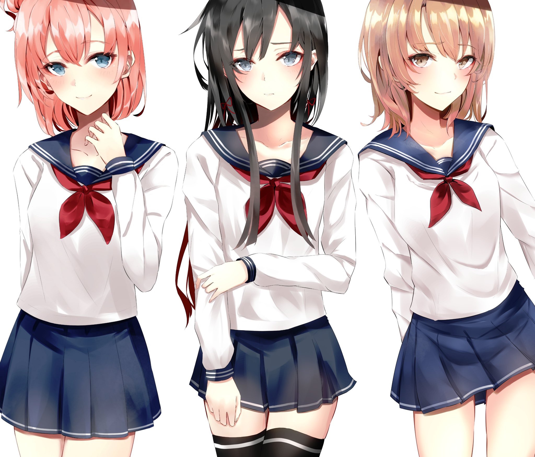 Iroha Isshiki and two other anime girls HD Wallpaper