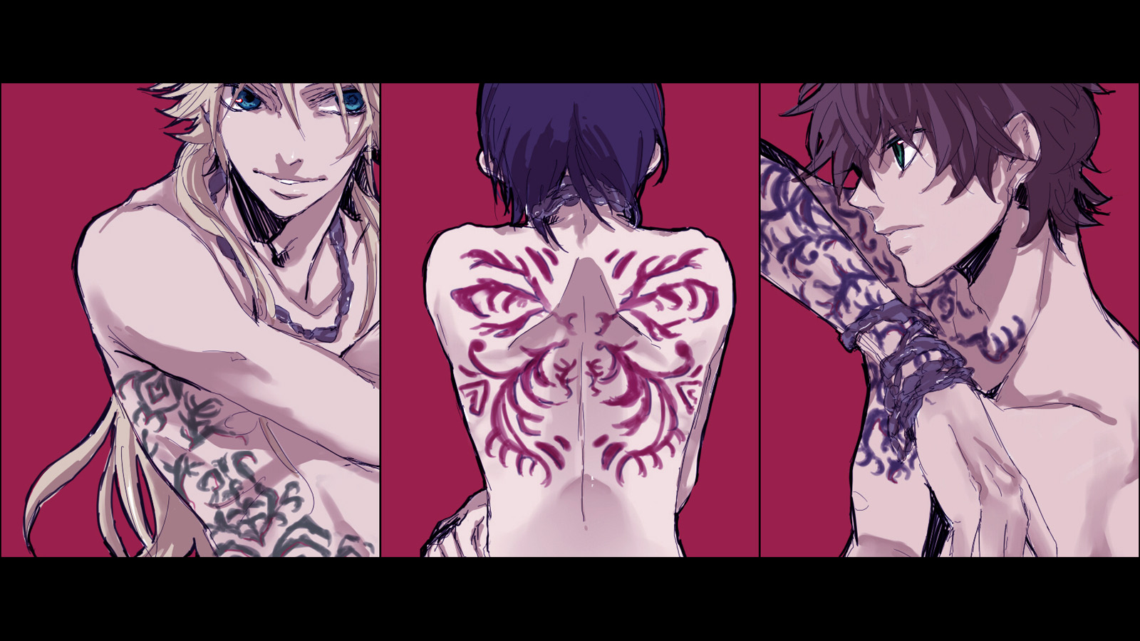 Three men with tattoos HD Wallpaper