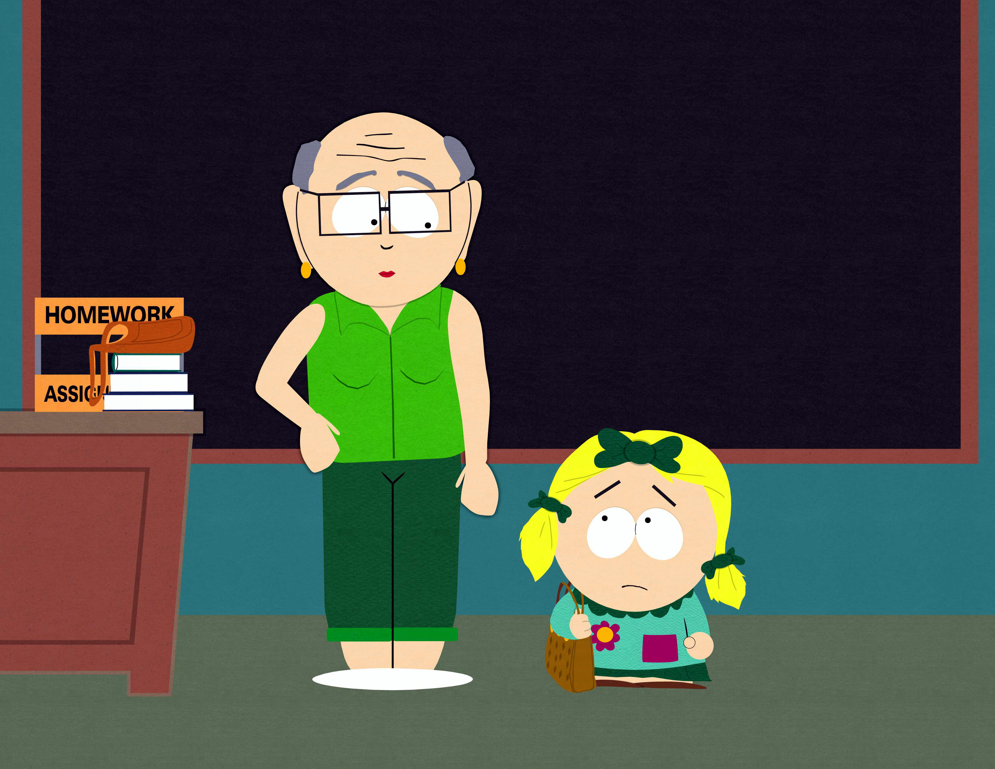 South Park: Ms. Crabtree and Butters Stotch in classroom HD Wallpaper