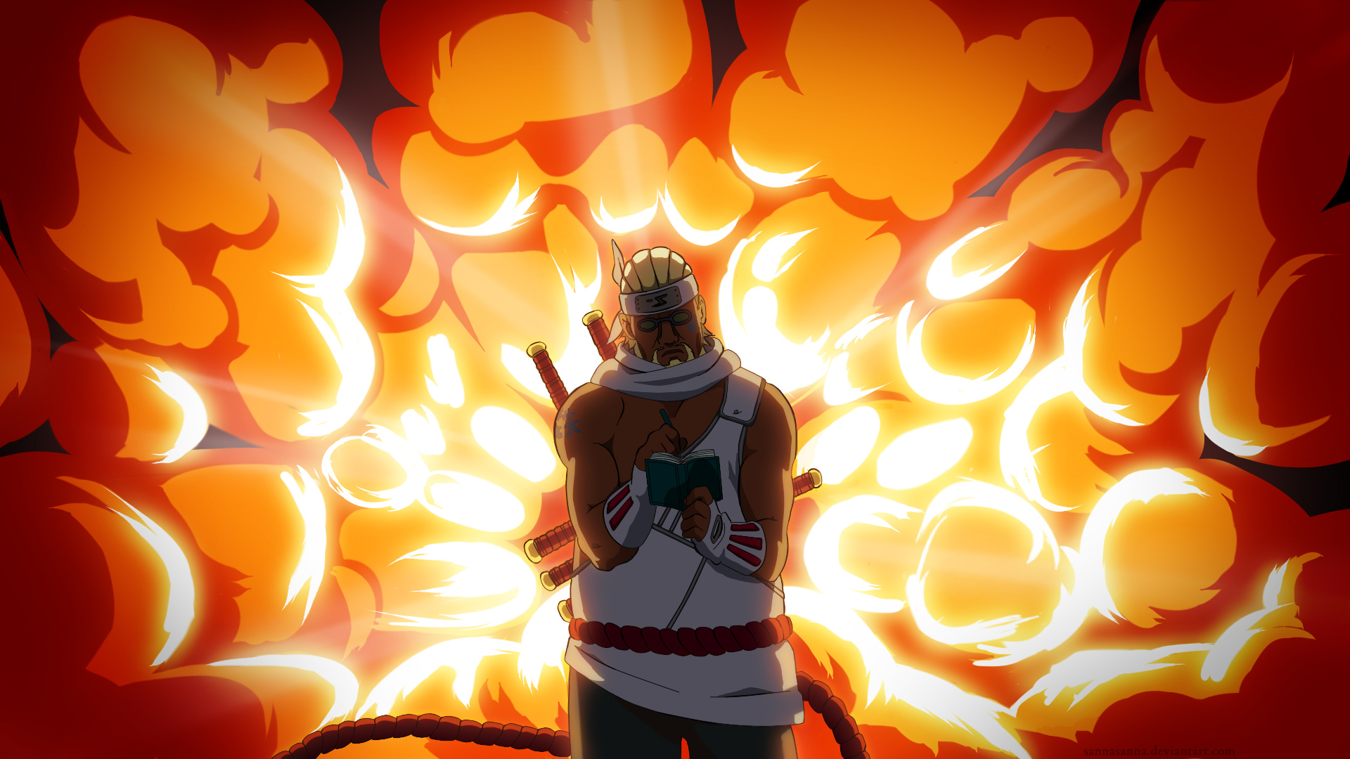 Killer Bee from Naruto writing in a notebook HD Wallpaper