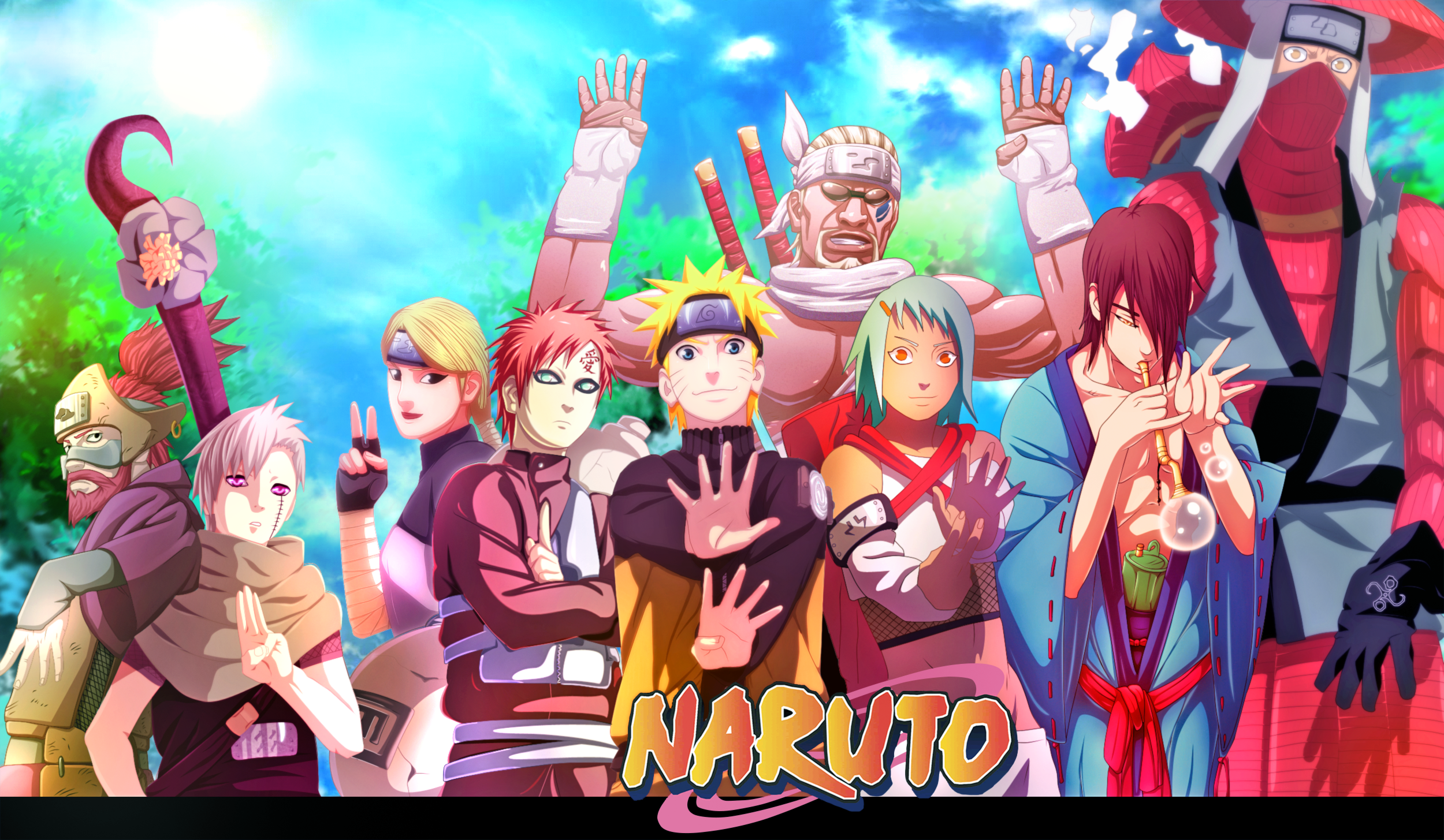 Naruto characters Killer Bee, Naruto, Gaara, and others HD Wallpaper