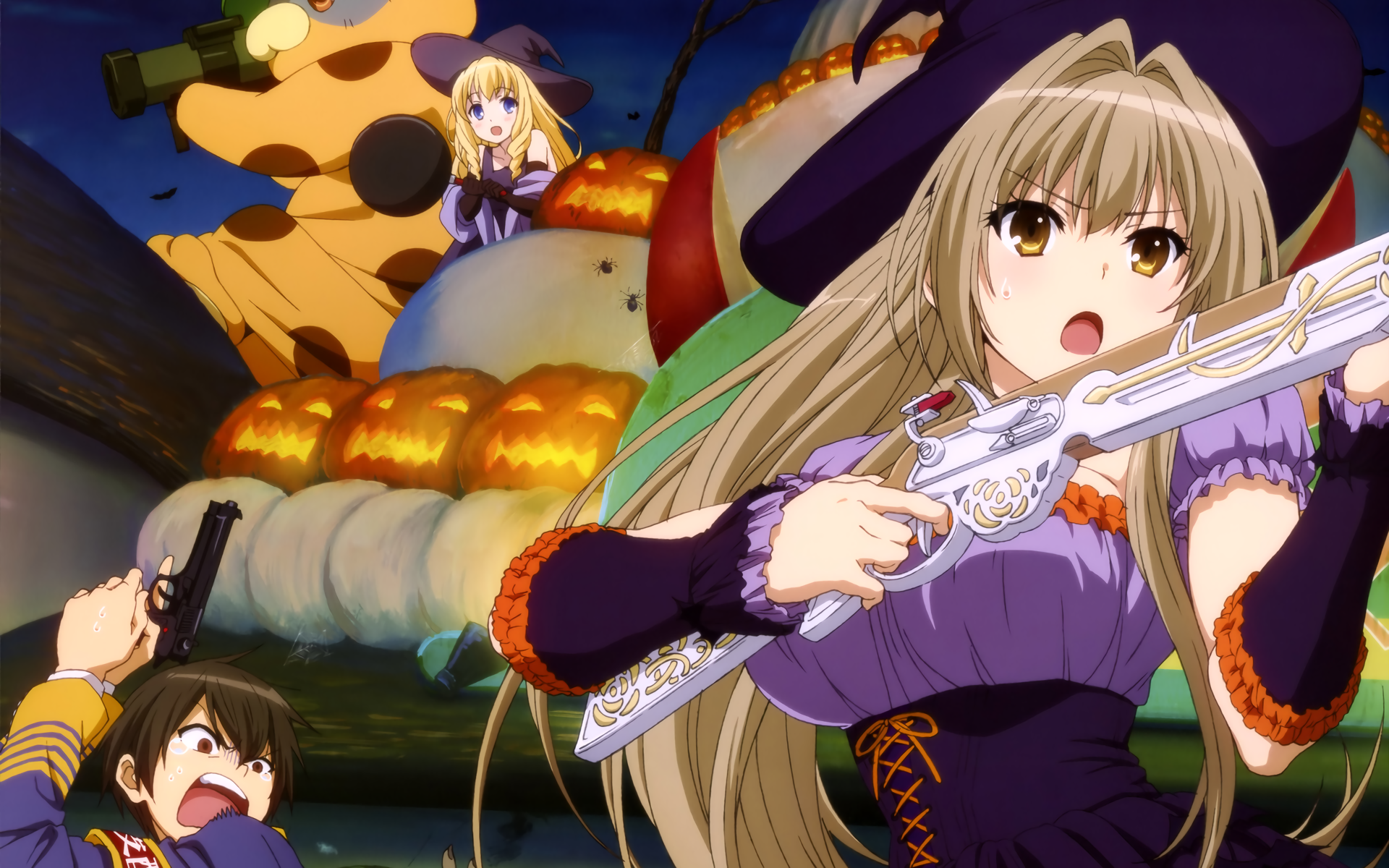 Isuzu Sento and friends in Halloween costumes HD Wallpaper