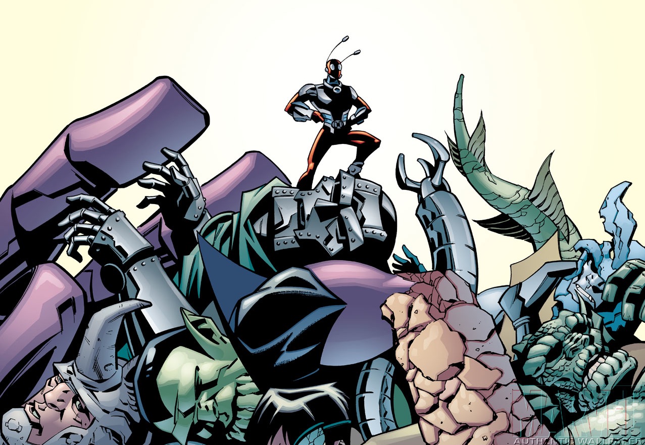 Ant-Man standing on defeated villains HD Wallpaper