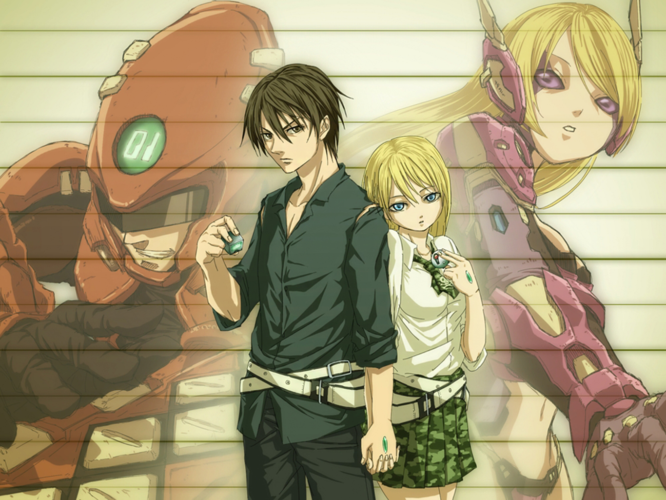 Himiko from Btooom! with robots HD Wallpaper