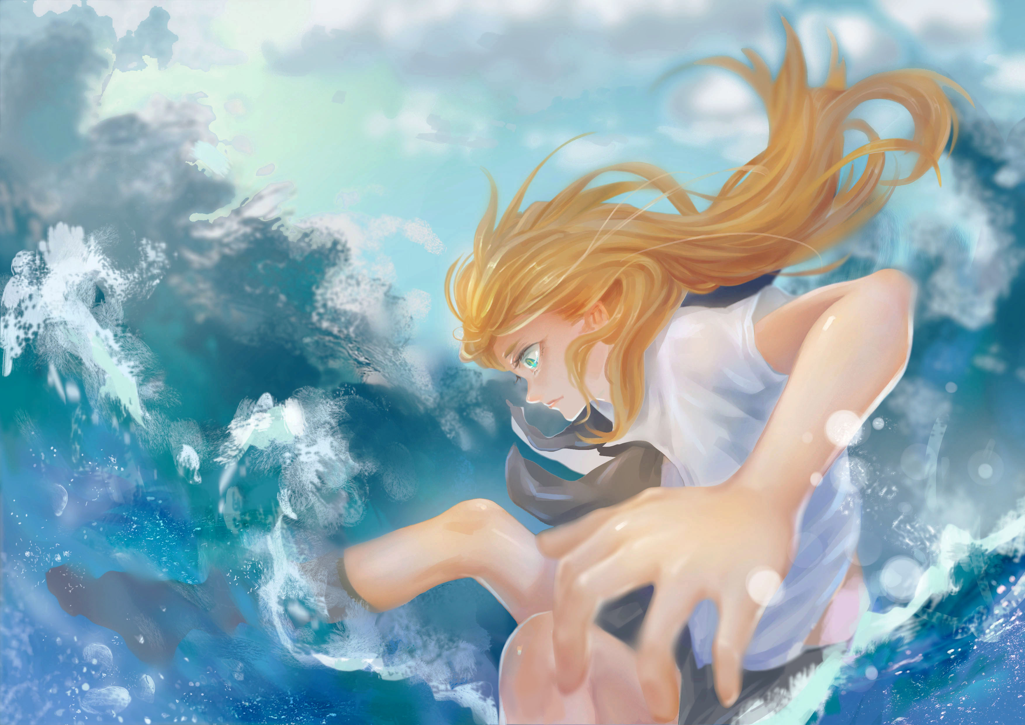 Himiko from Btooom! surfing HD Wallpaper