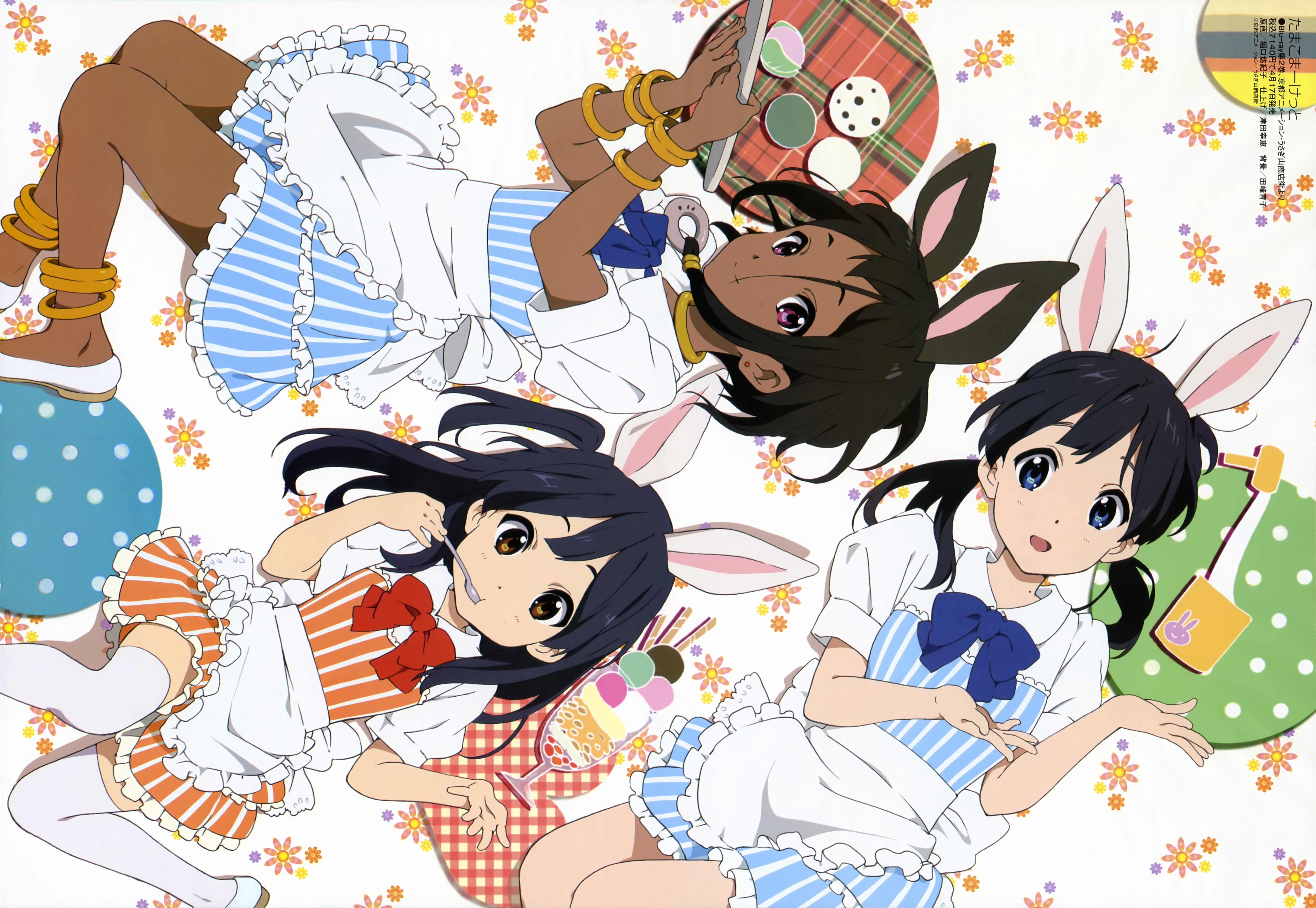 Tamako Kitashirakawa and friends with bunny ears HD Wallpaper