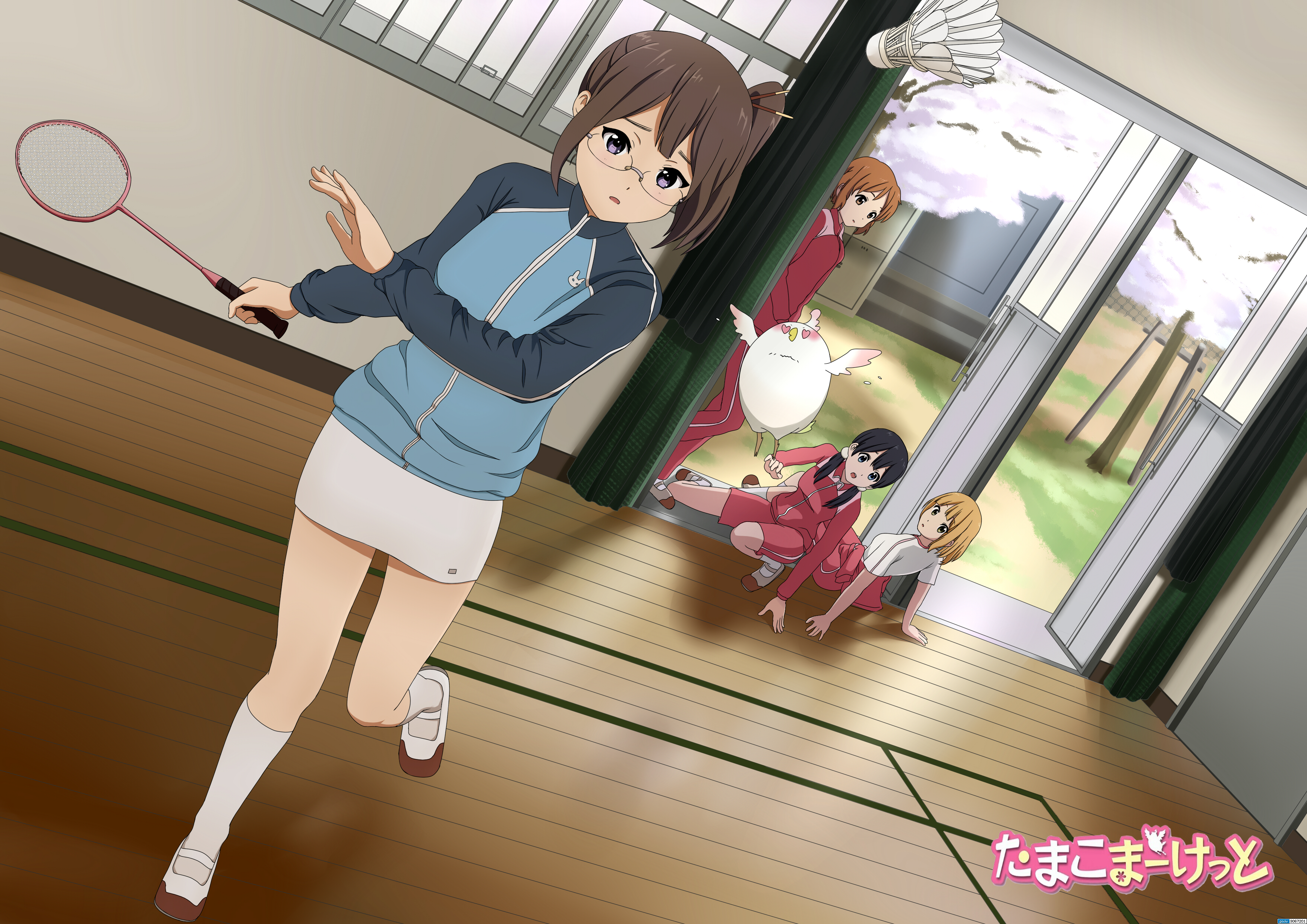Tamako Kitashirakawa and friends playing badminton HD Wallpaper