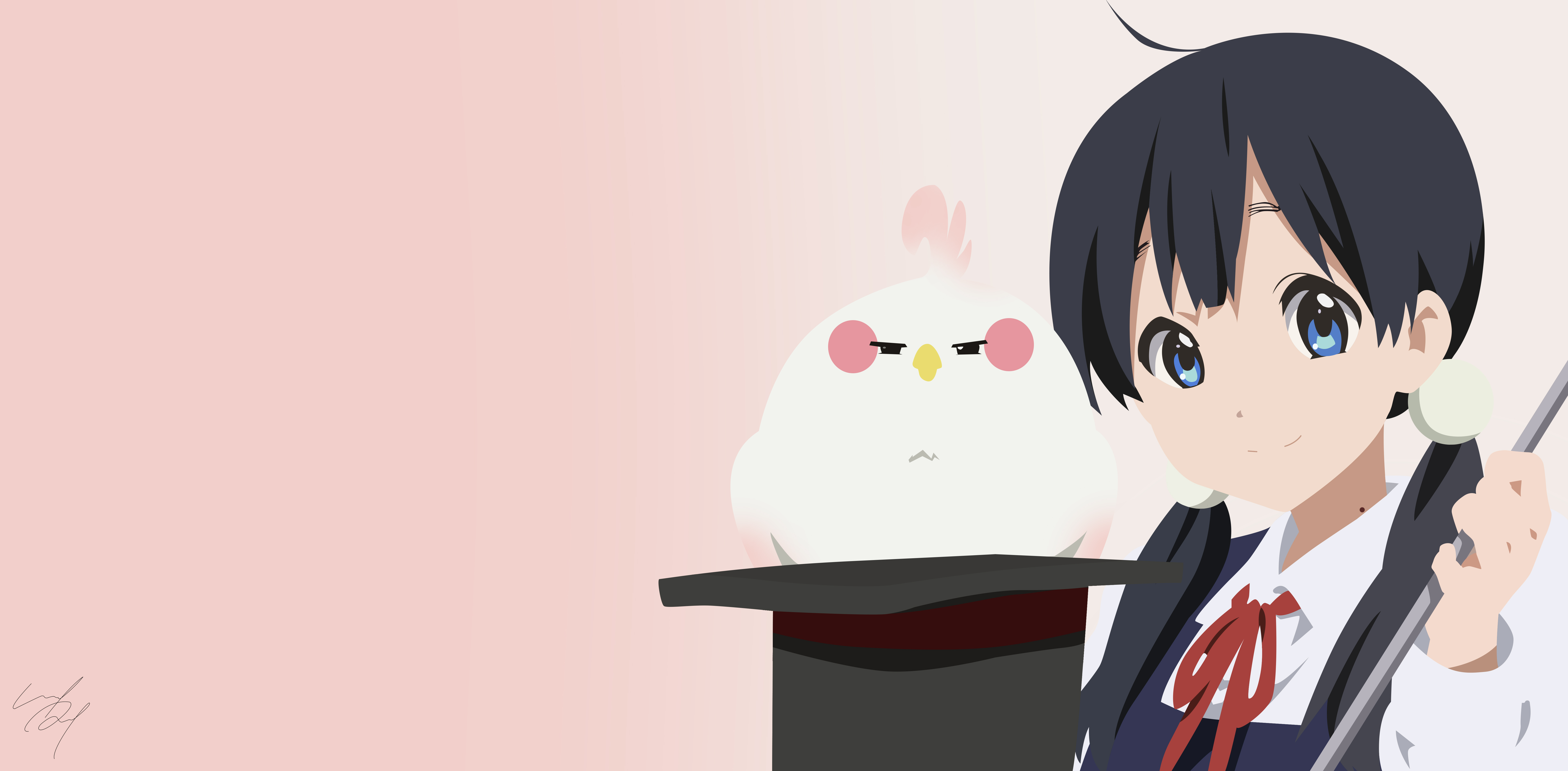 Tamako Kitashirakawa with a bird in a hat HD Wallpaper