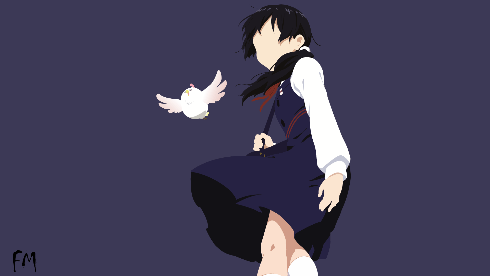 Tamako Kitashirakawa and a bird HD Wallpaper