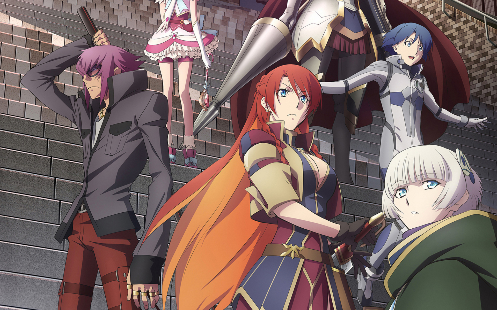 Selesia Yupitiria and other characters on stairs HD Wallpaper