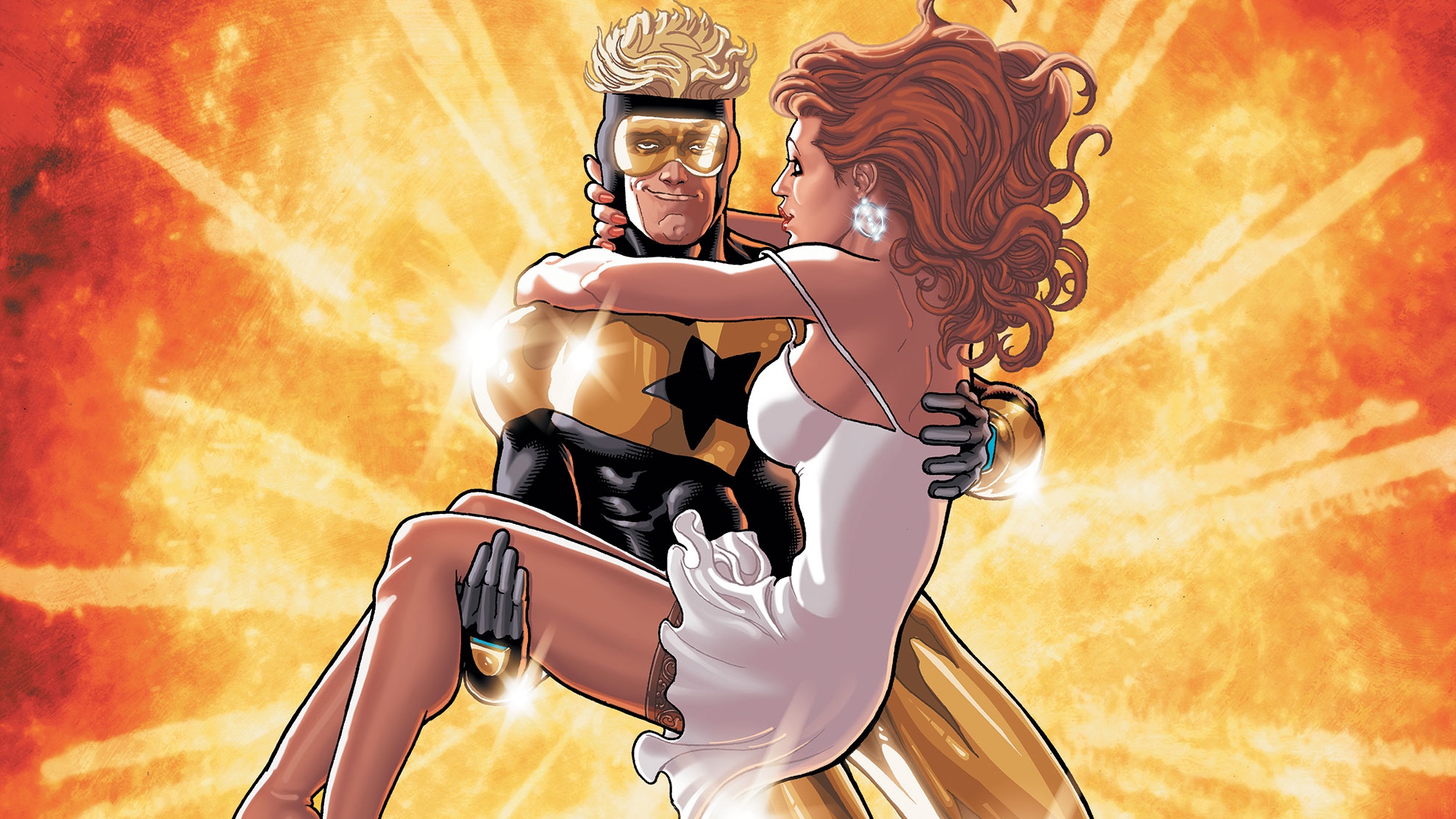 Booster Gold holding a woman HD Wallpaper