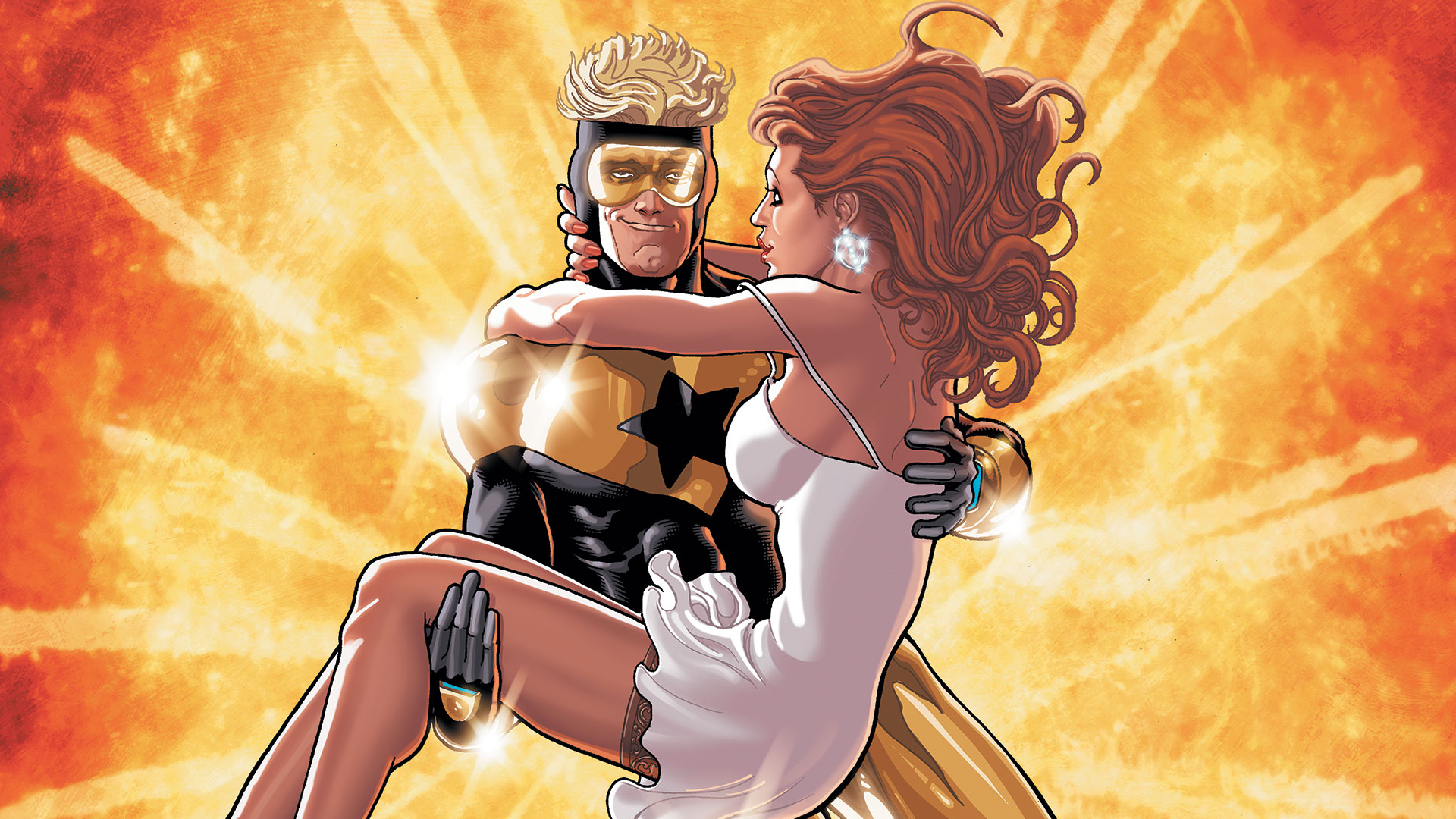 Booster Gold holding a woman HD Wallpaper