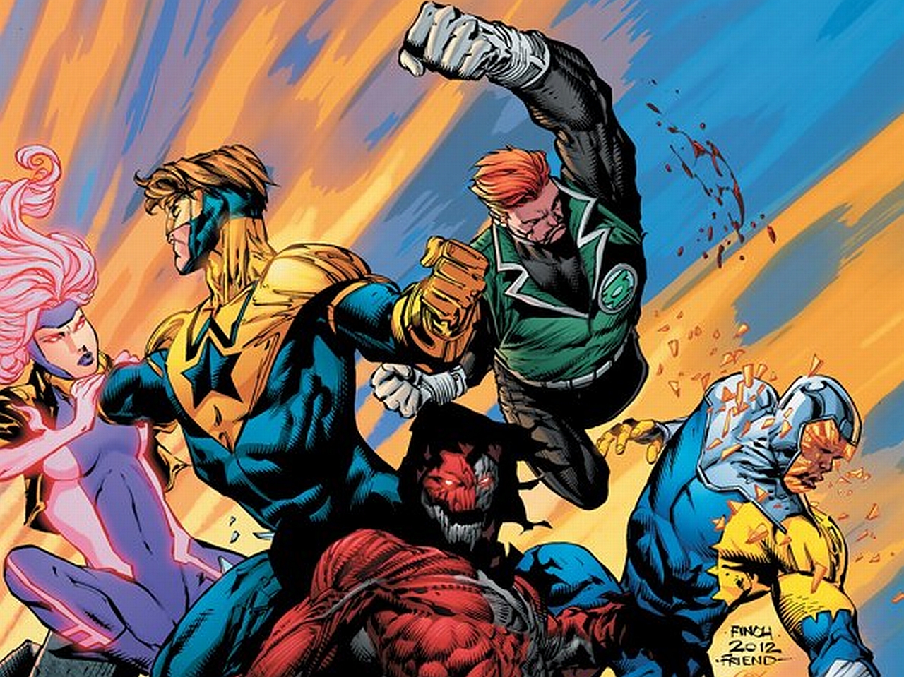 Booster Gold and Green Lantern fighting HD Wallpaper