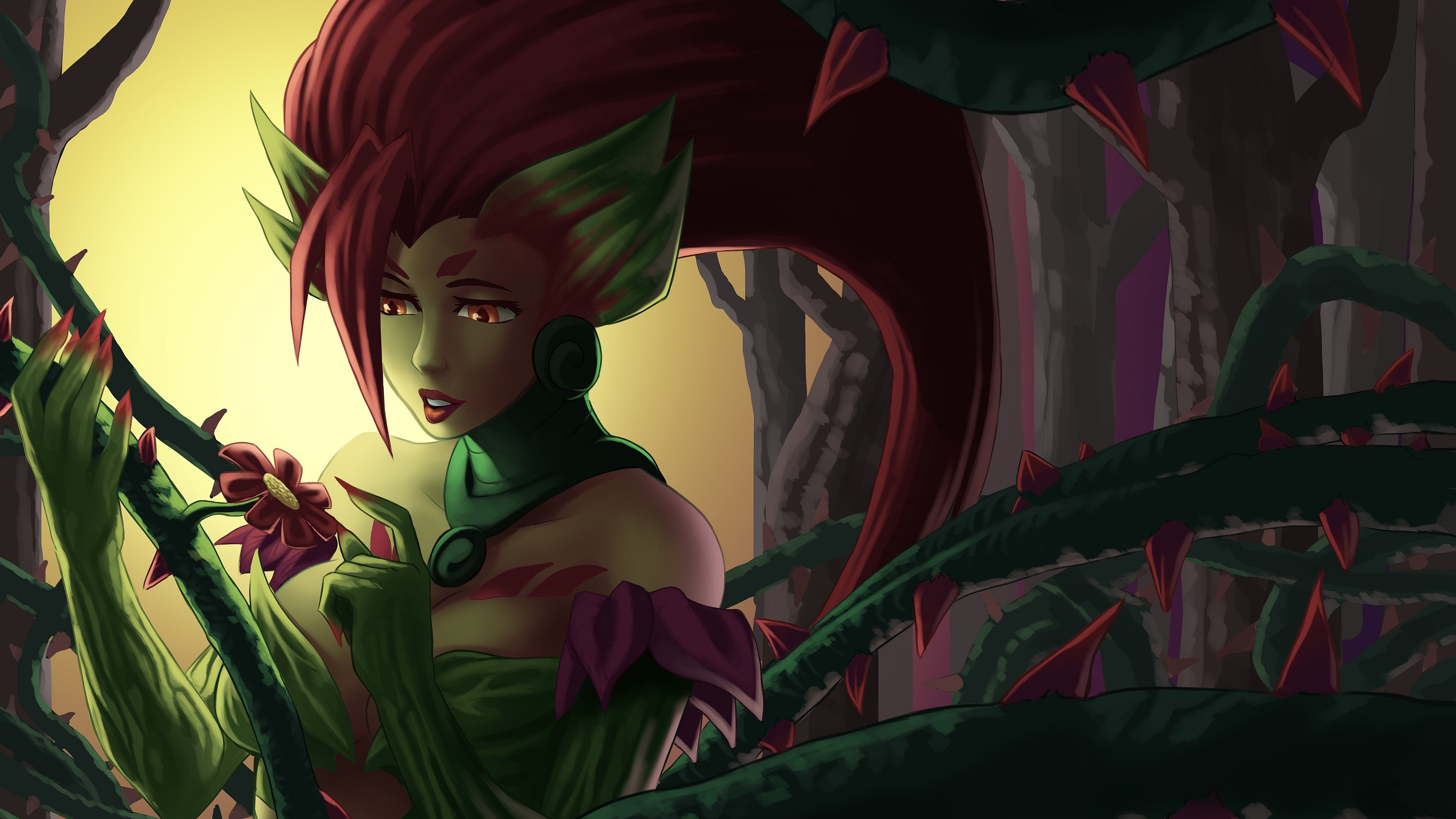 Zyra from League of Legends in a forest HD Wallpaper