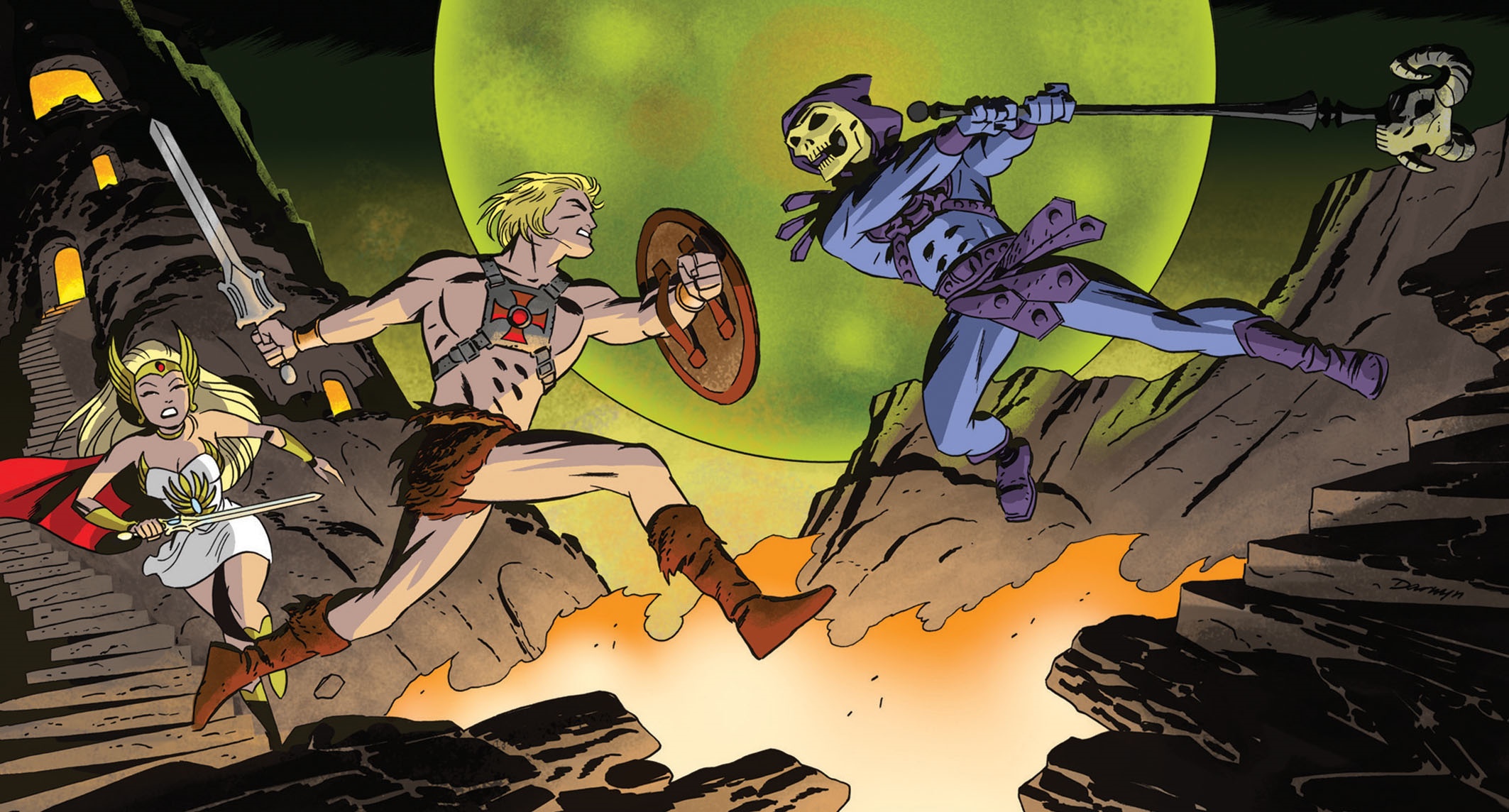 He-Man and She-Ra Battle Skeletor on Eternia HD Wallpaper