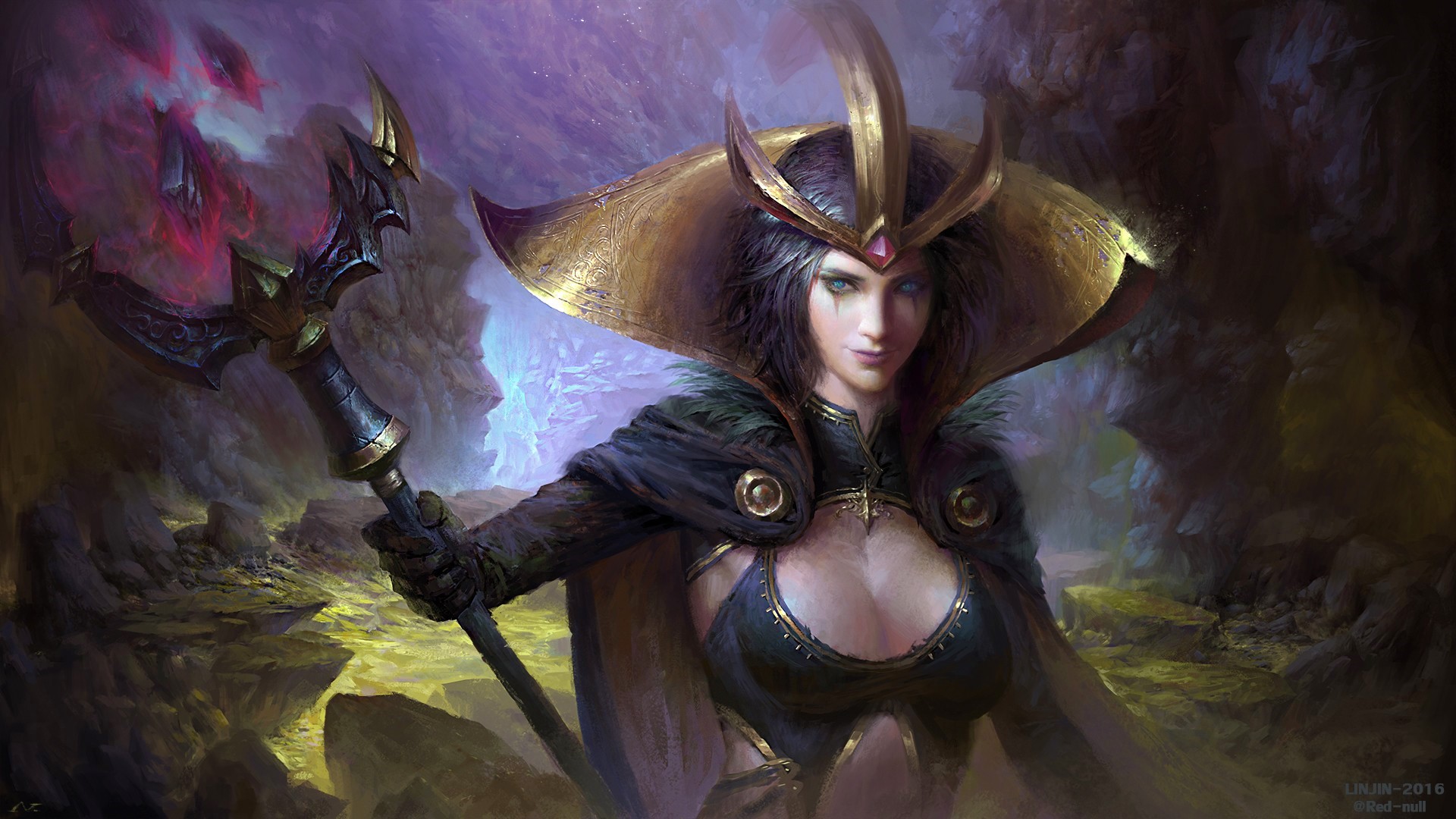 LeBlanc from League of Legends with staff HD Wallpaper