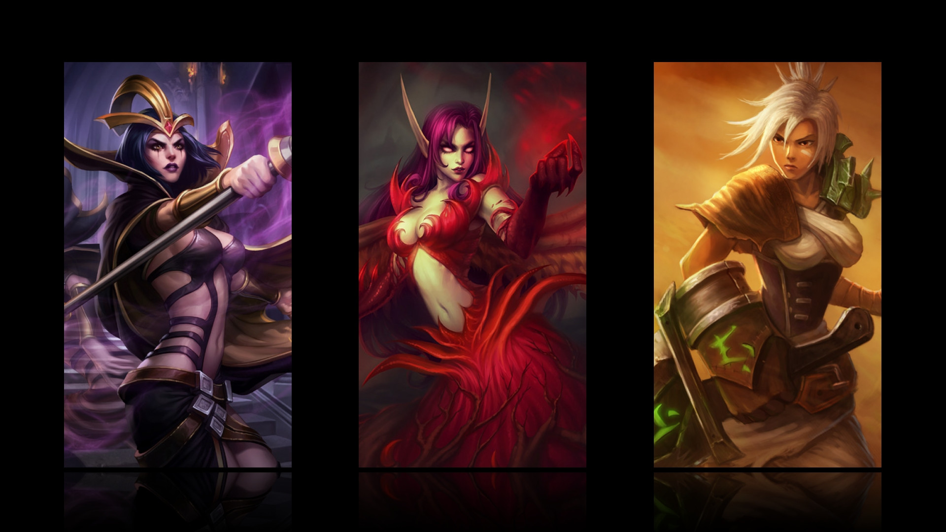 LeBlanc, Syndra, and Riven from League of Legends HD Wallpaper