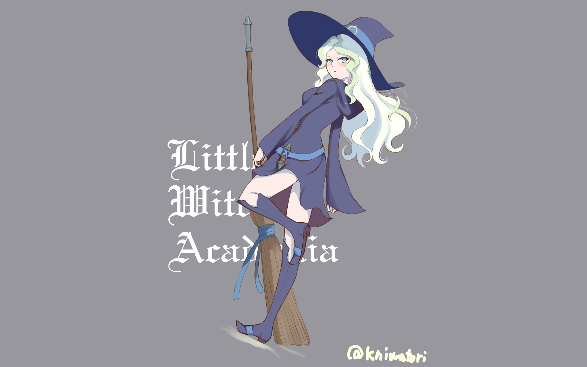 Diana Cavendish from Little Witch Academia with a broom HD Wallpaper
