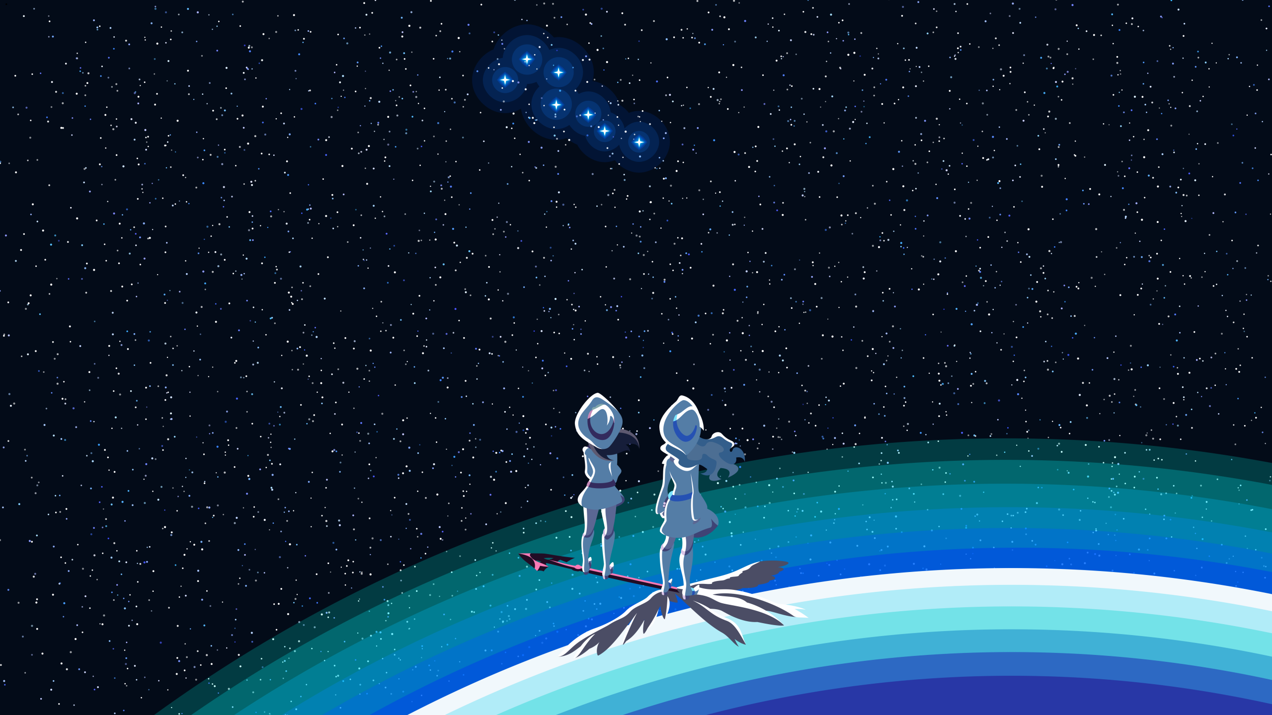 Diana Cavendish on a rainbow in space HD Wallpaper