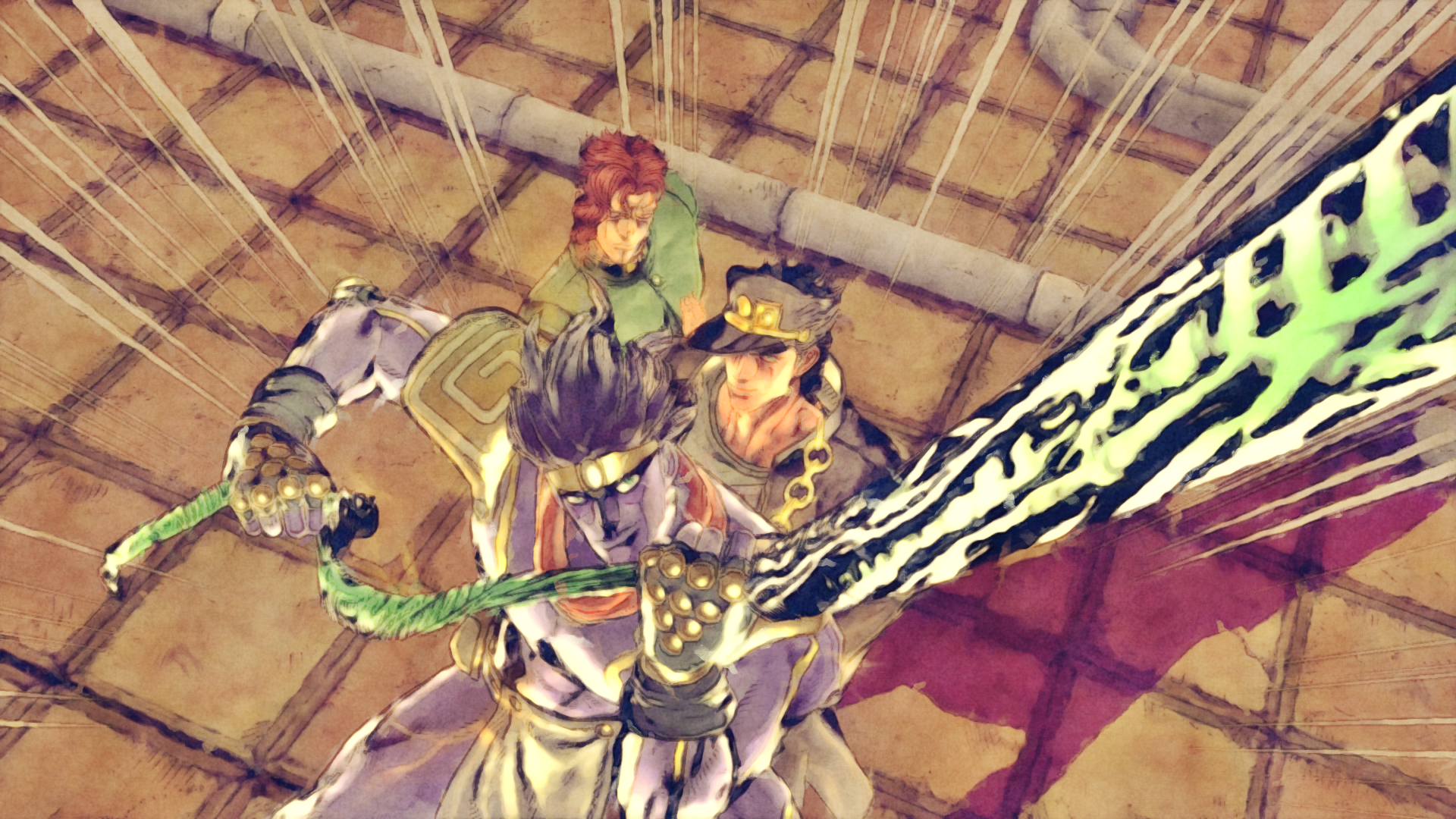 Star Platinum and Jotaro Kujo from JoJo's Bizarre Adventure HD Wallpaper