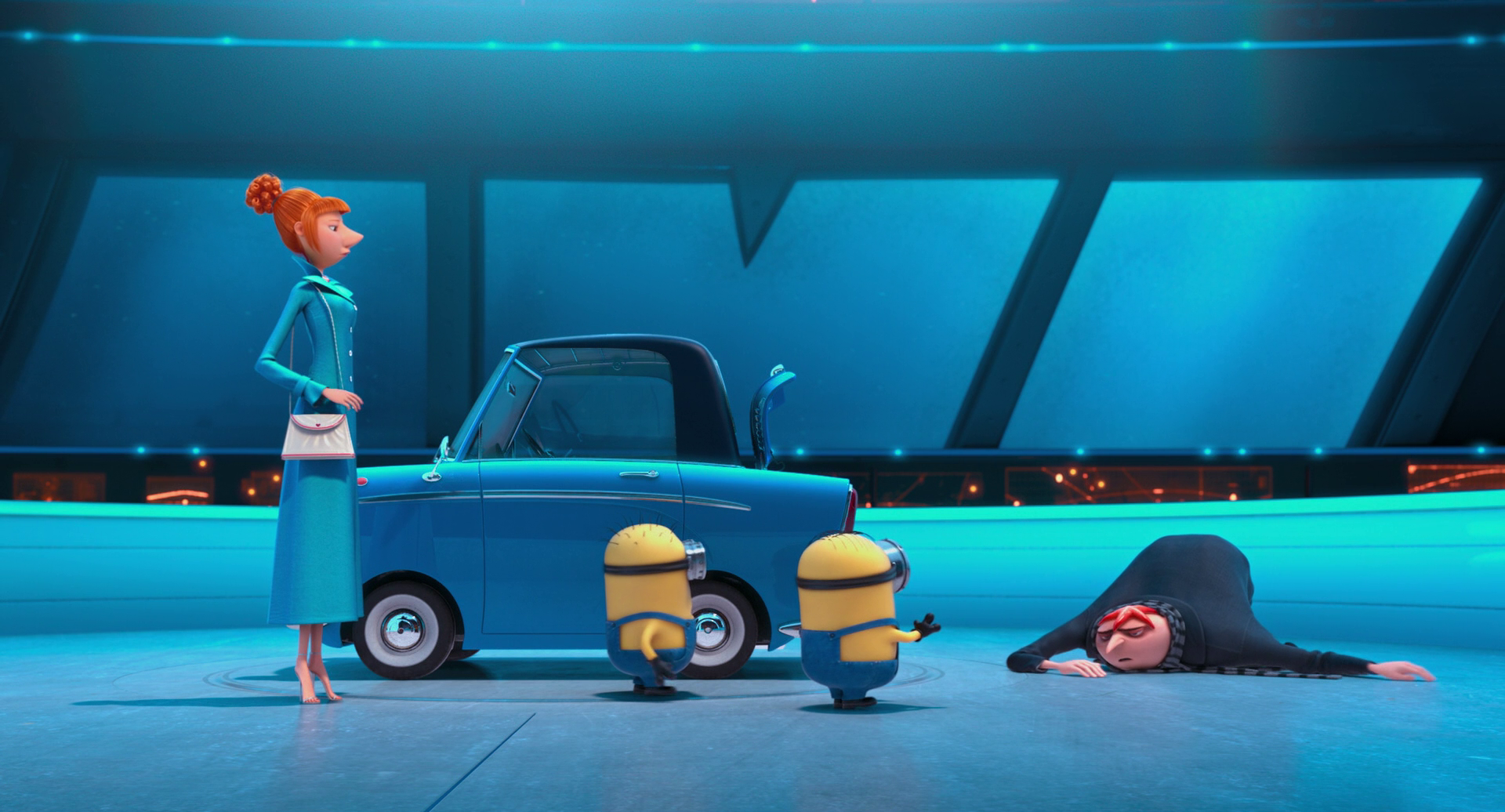 Lucy and Minions from Despicable Me with Gru HD Wallpaper