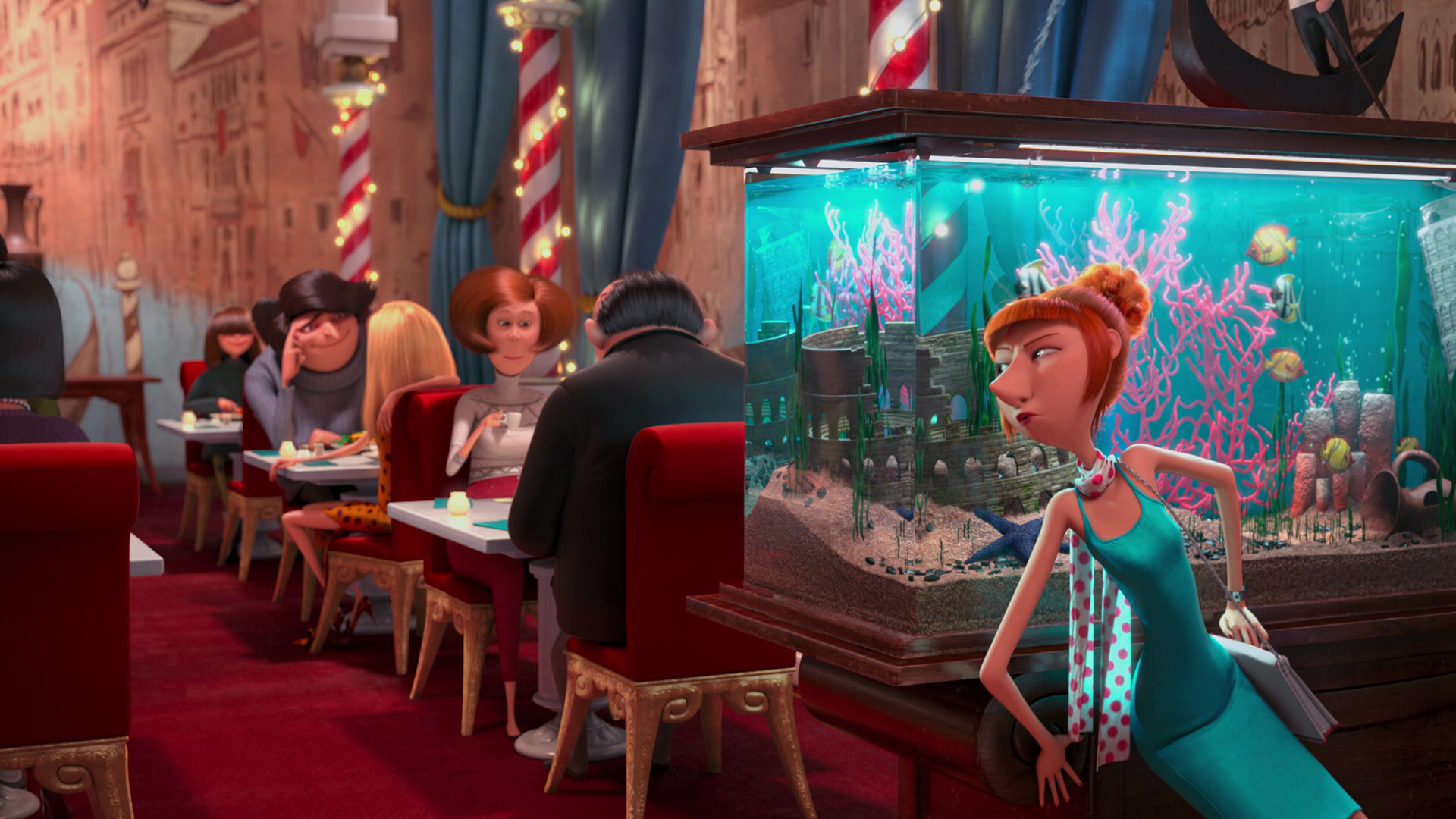 Lucy Wilde from Despicable Me in a restaurant HD Wallpaper