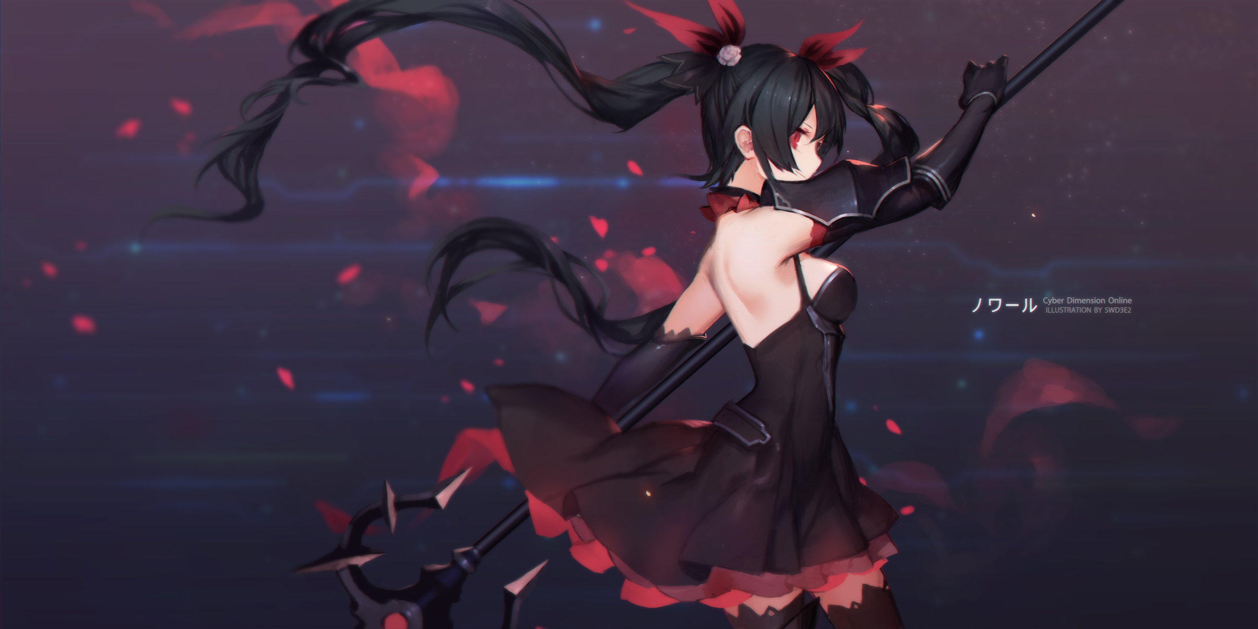 Noire from Hyperdimension Neptunia holding a spear HD Wallpaper
