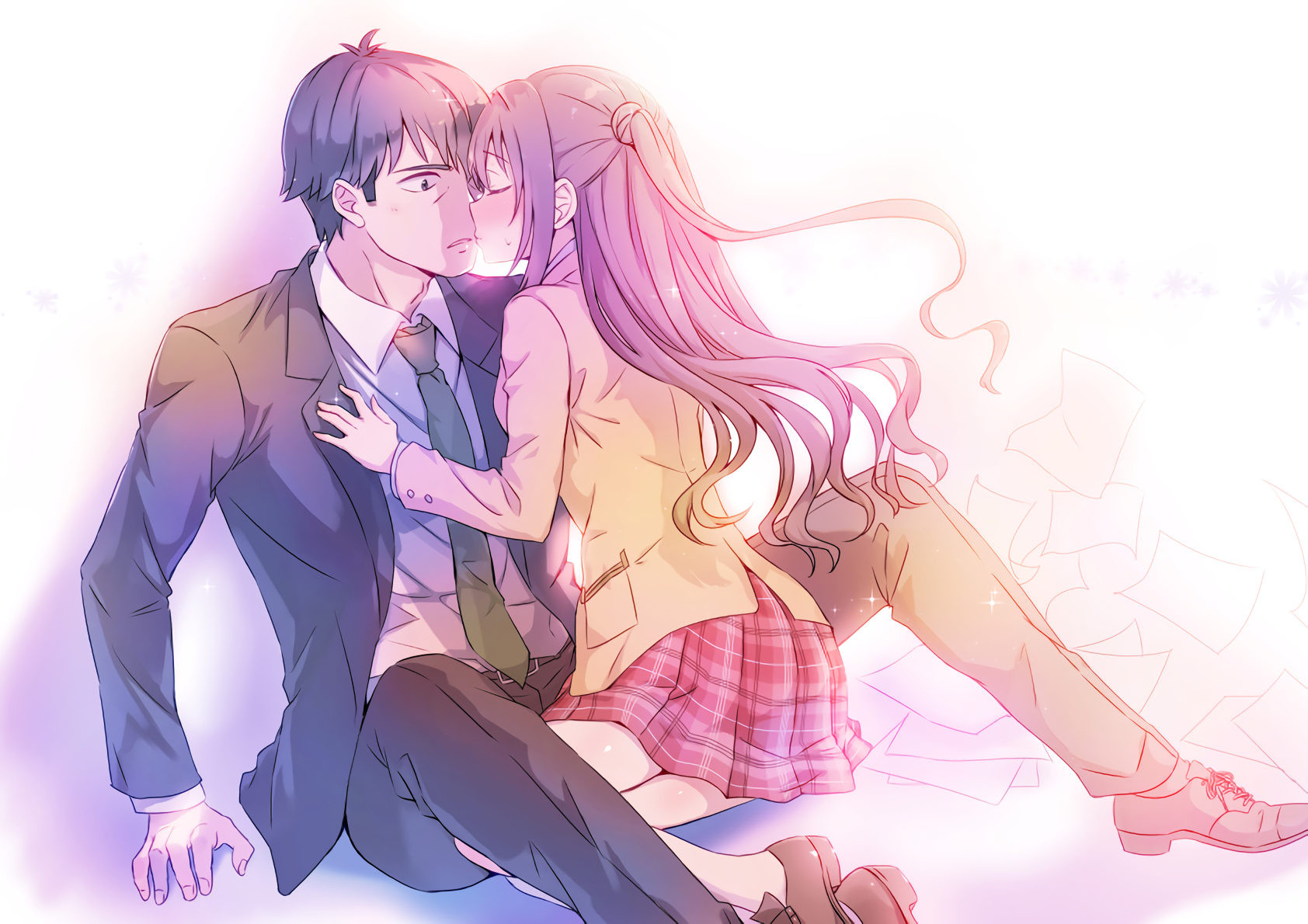 Uzuki Shimamura in a romantic moment HD Wallpaper