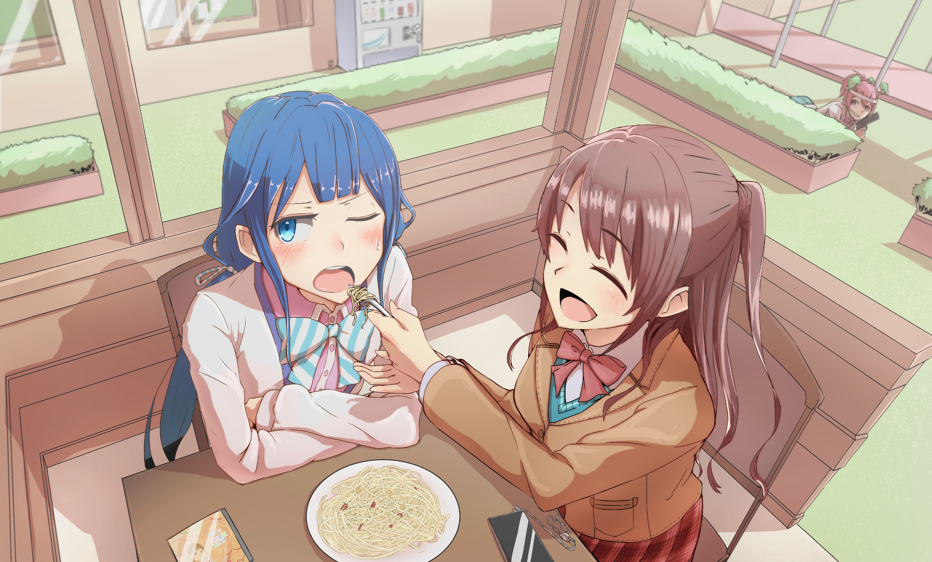 Uzuki Shimamura eating spaghetti HD Wallpaper
