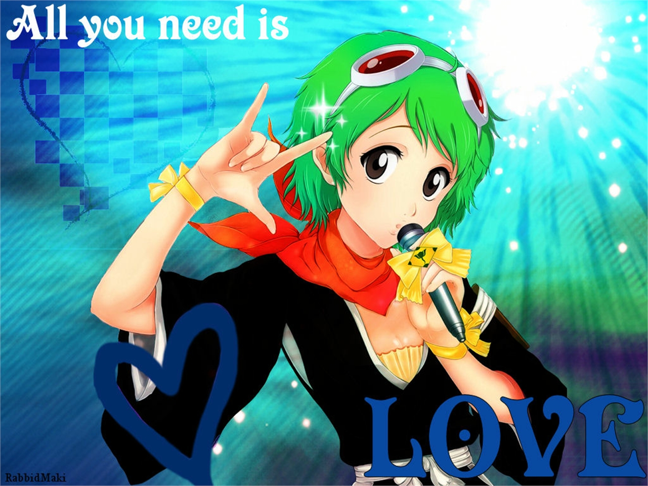Mashiro Kuna singing with microphone HD Wallpaper