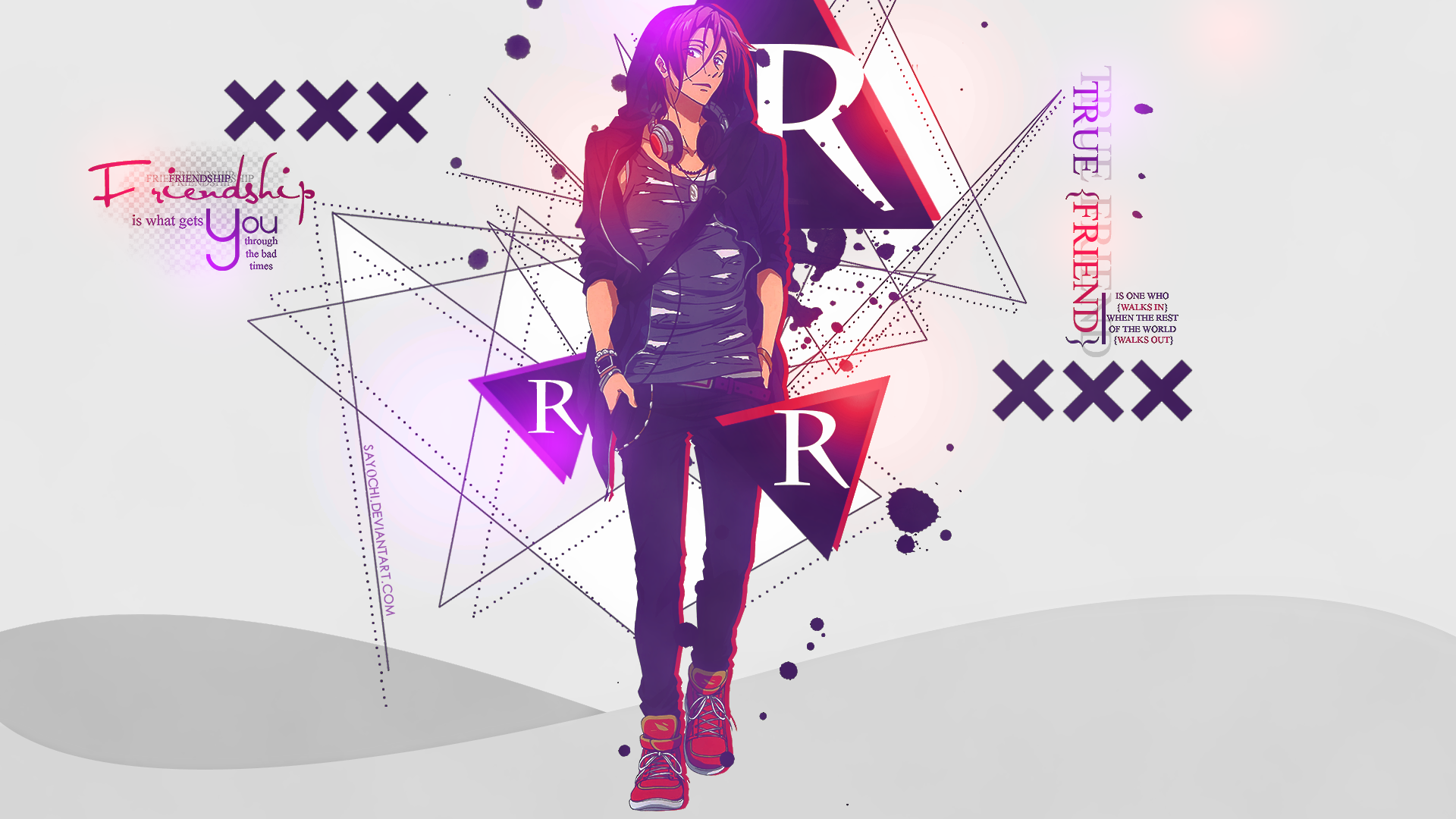 Rin Matsuoka from Free! with abstract geometric designs HD Wallpaper