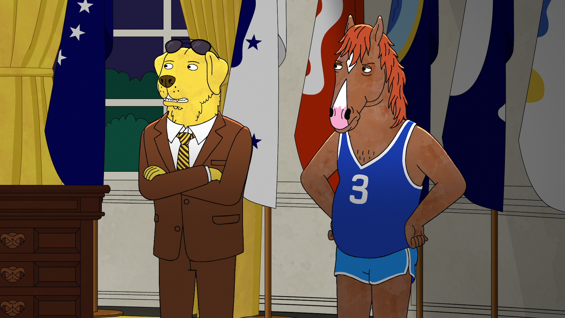 Mr. Peanutbutter and BoJack Horseman in the White House HD Wallpaper