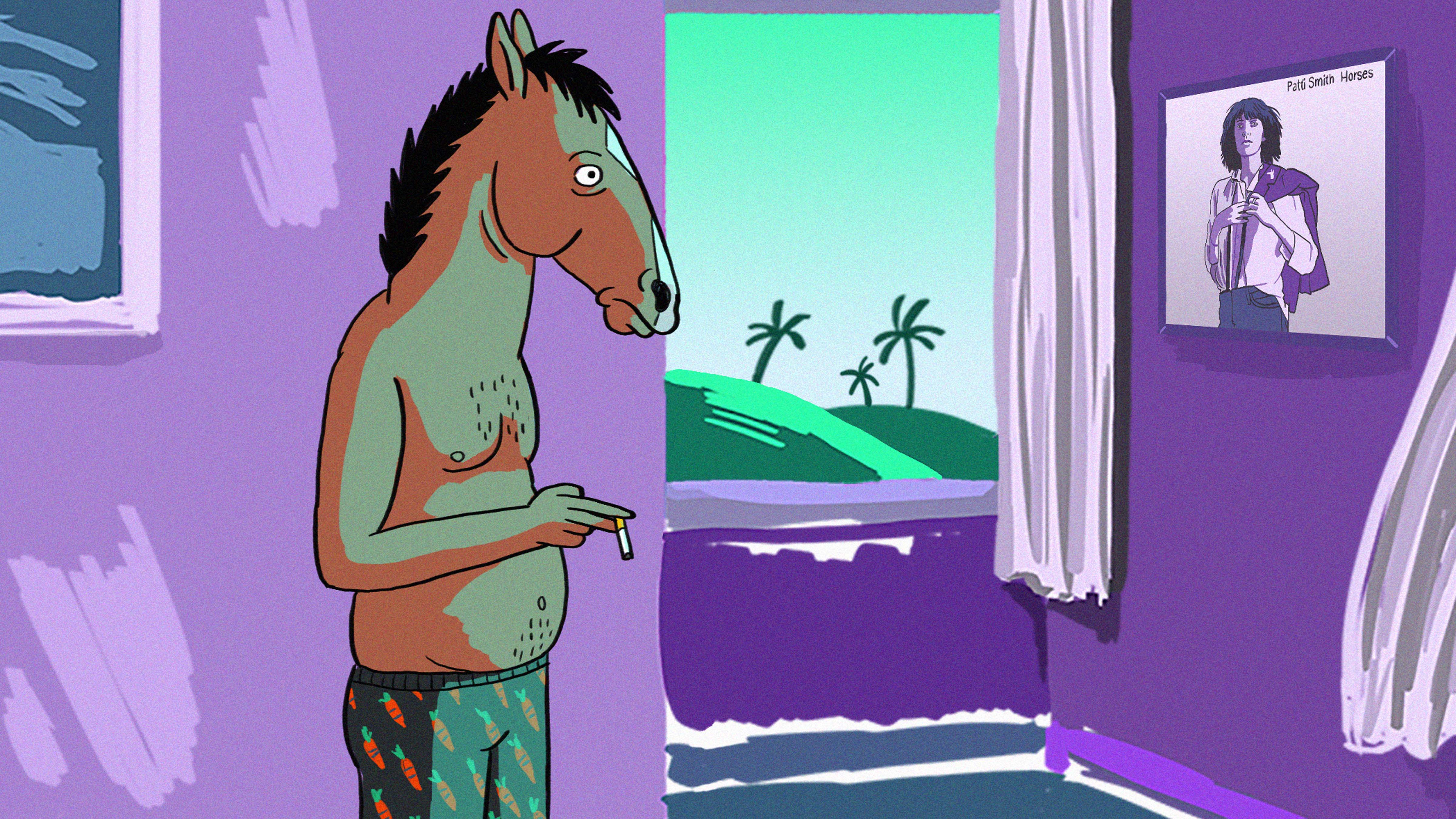 BoJack Horseman smoking in a room with a painting HD Wallpaper