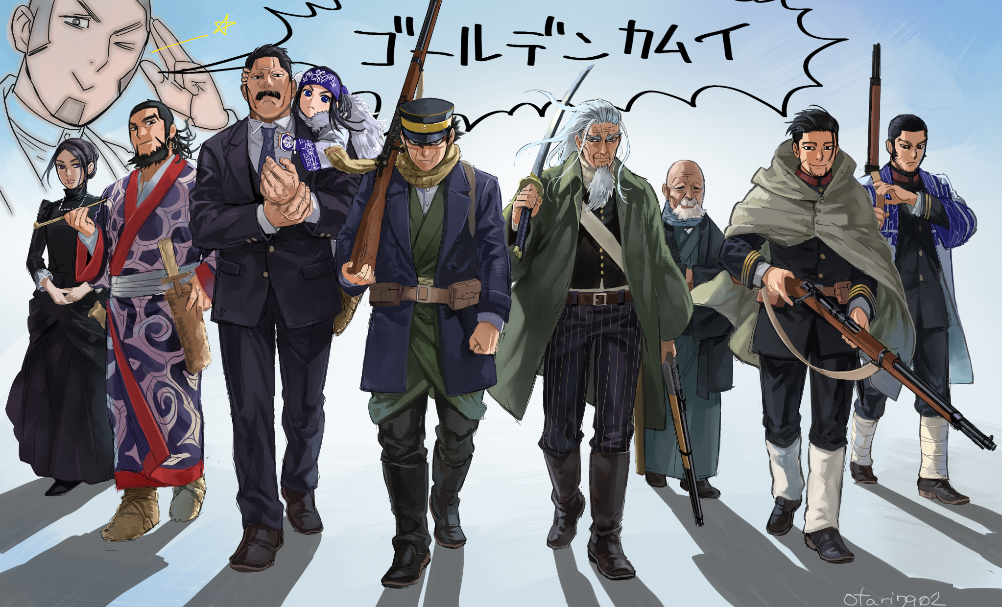 Golden Kamuy characters walking HD Wallpaper