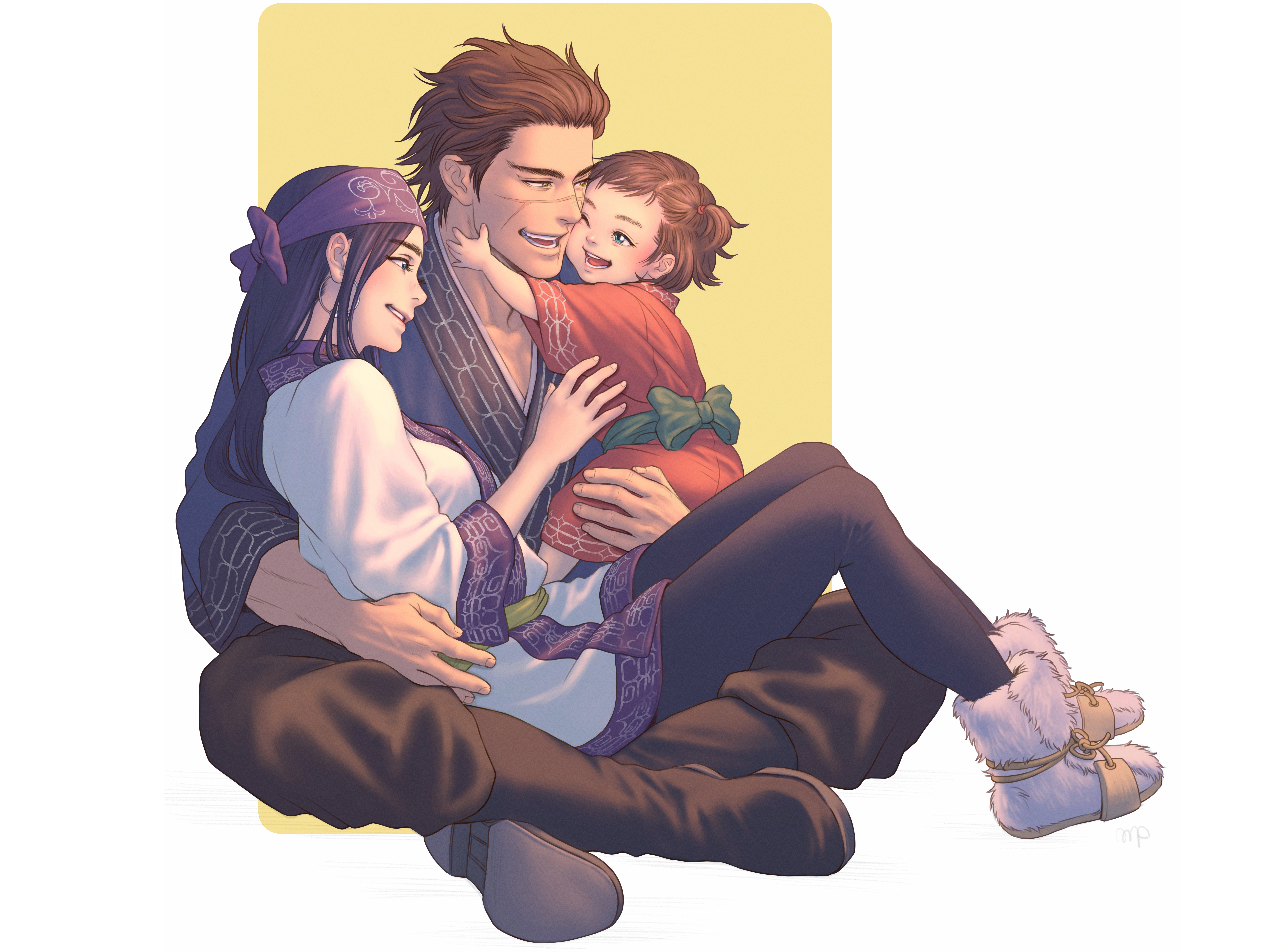 Asirpa and Sugimoto from Golden Kamuy with child HD Wallpaper
