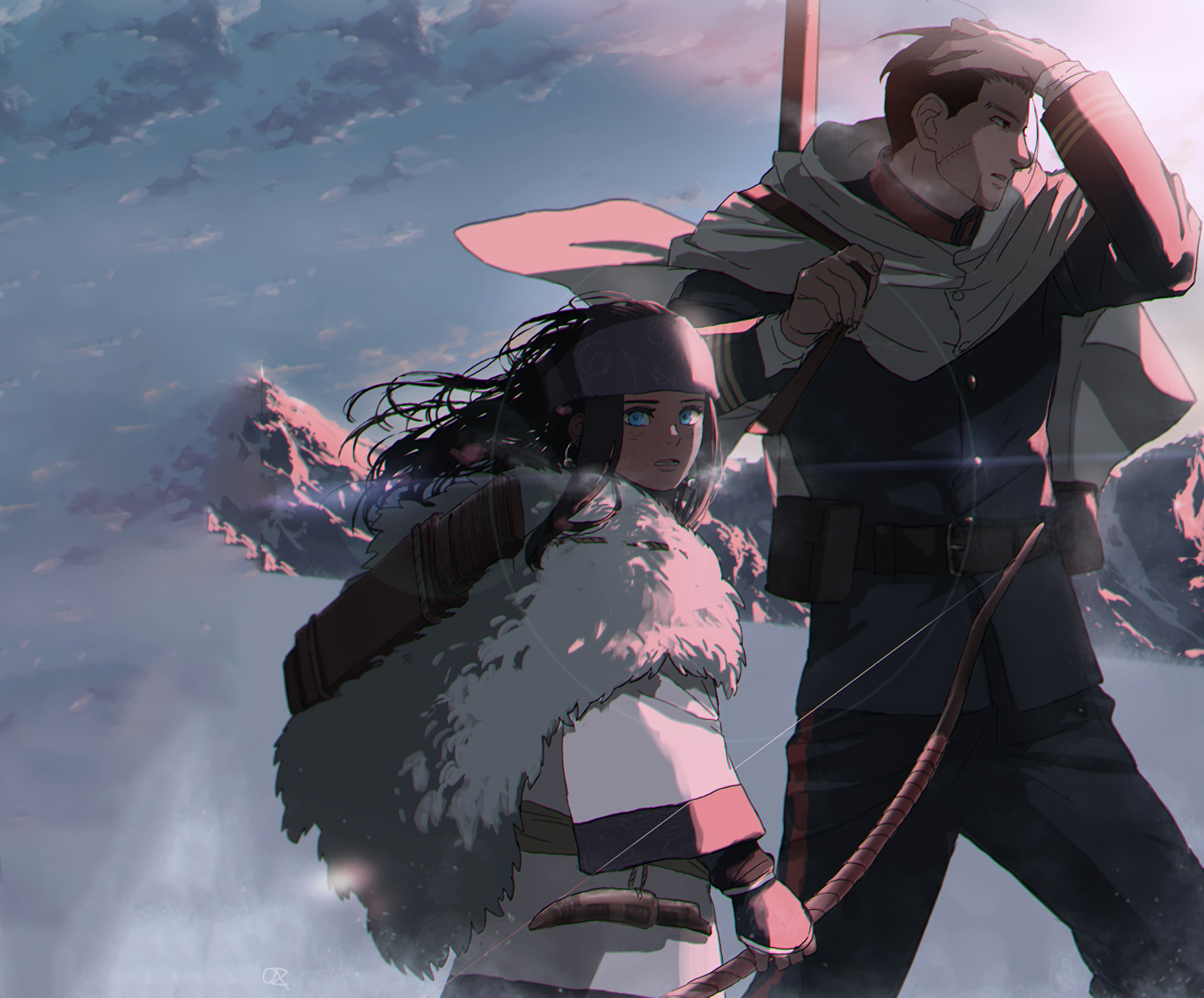 Asirpa and Sugimoto from Golden Kamuy HD Wallpaper