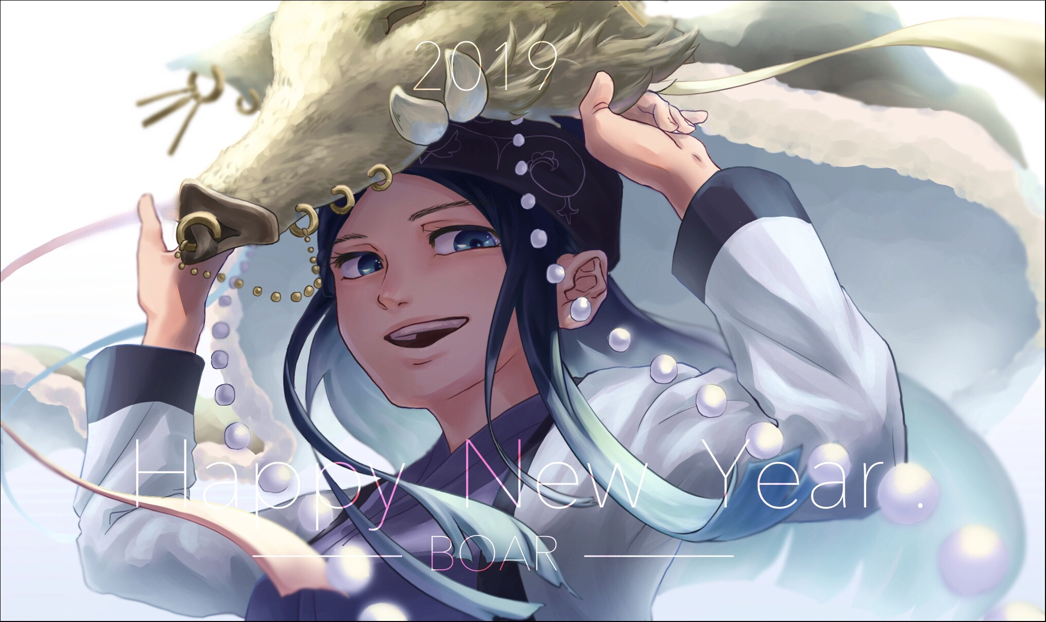 Asirpa from Golden Kamuy with a Boar for New Year 2019 HD Wallpaper
