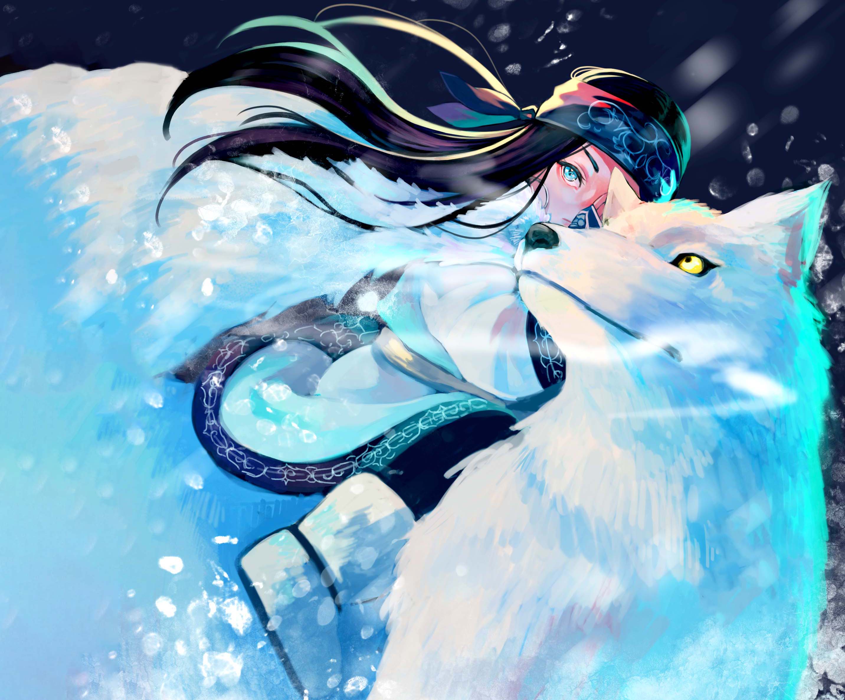 Asirpa and wolf from Golden Kamuy HD Wallpaper