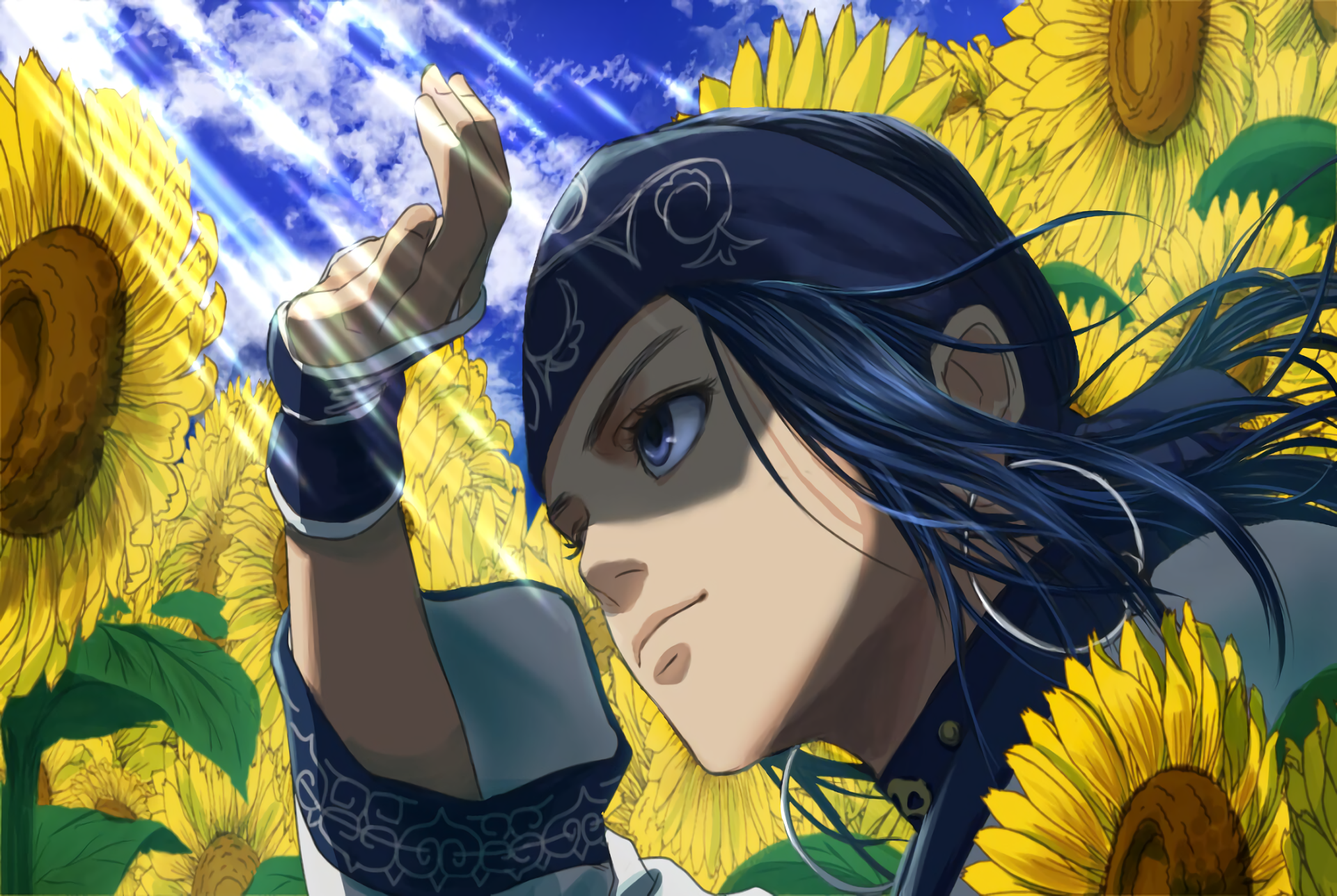 Asirpa from Golden Kamuy with sunflowers HD Wallpaper