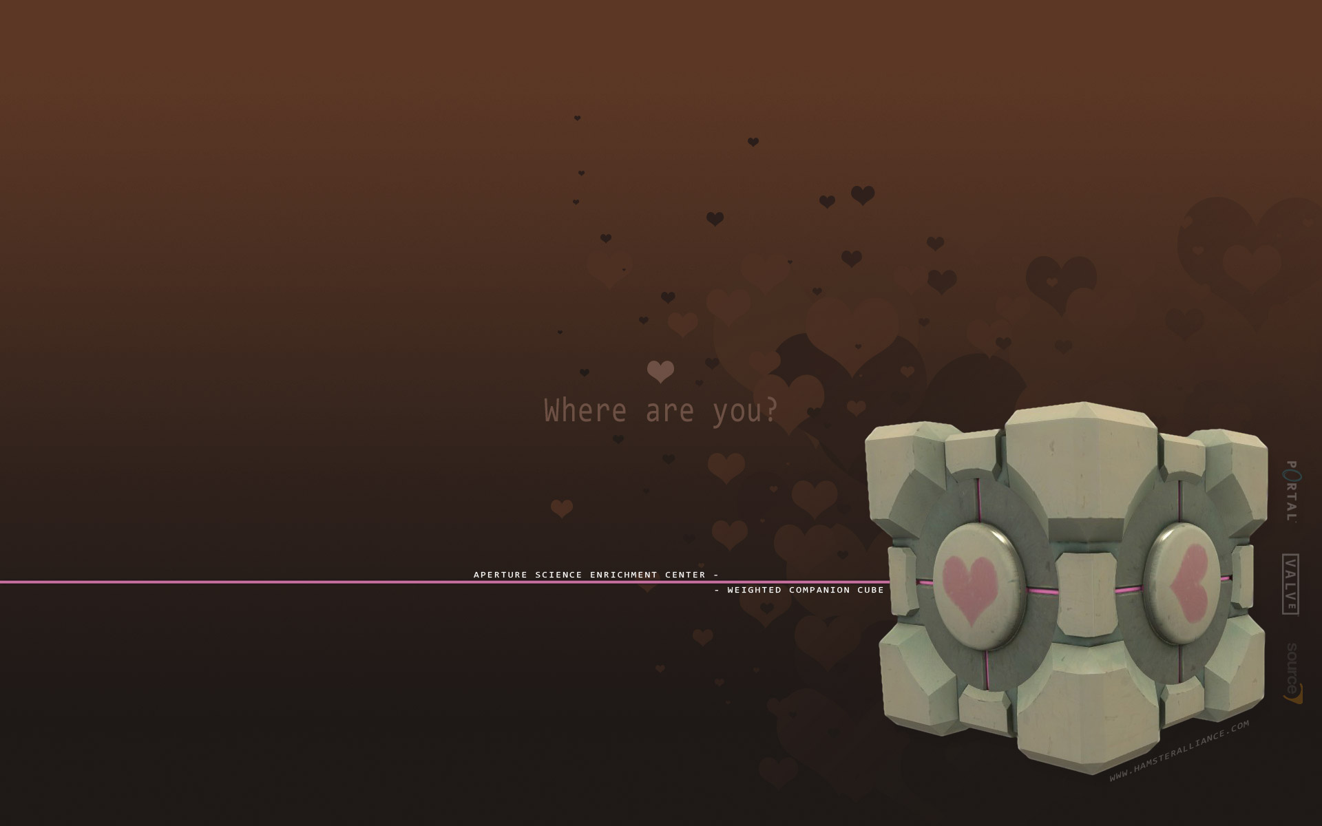 Companion Cube from Portal with hearts HD Wallpaper