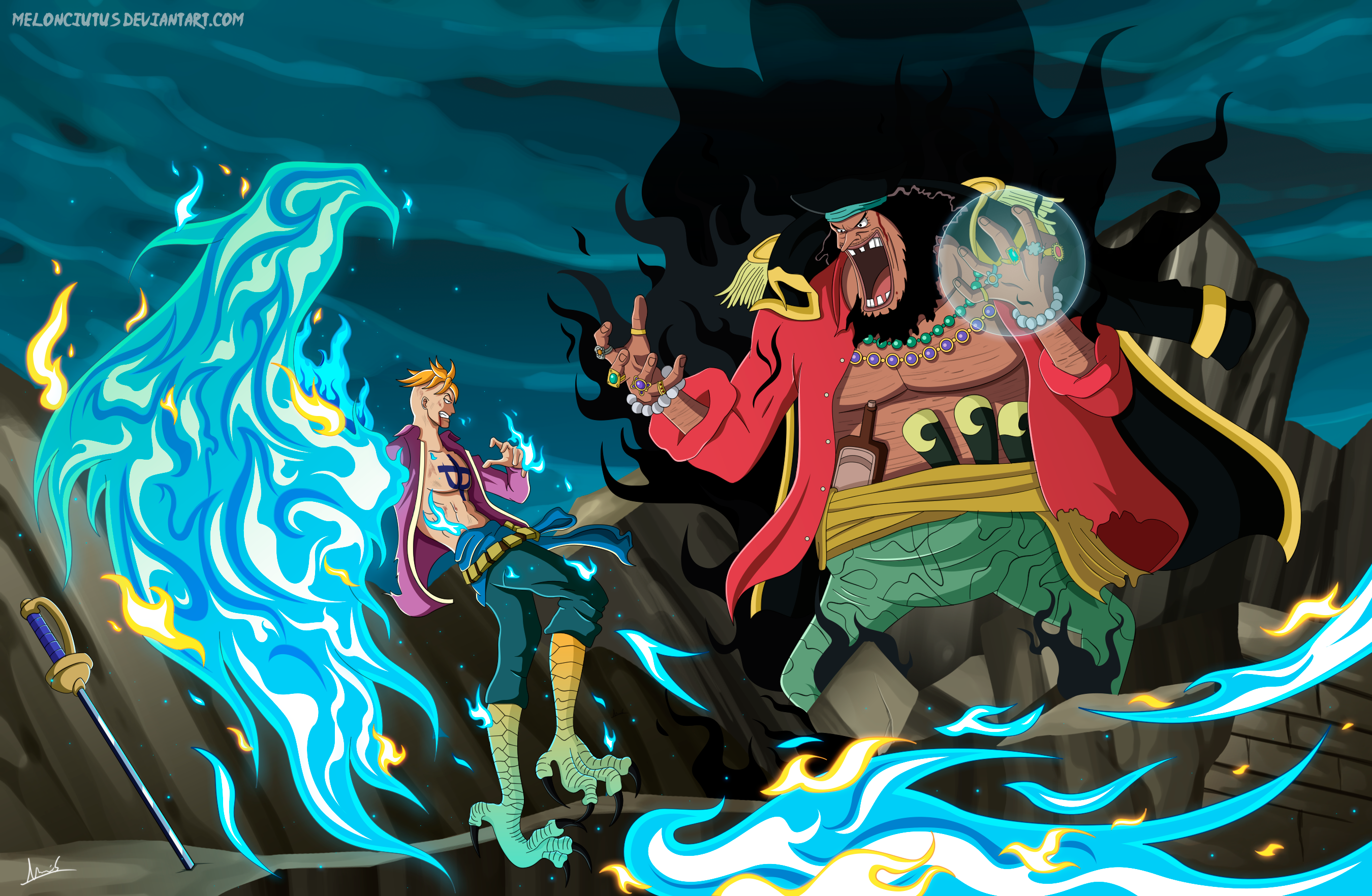 Marco and Marshall D. Teach from One Piece HD Wallpaper