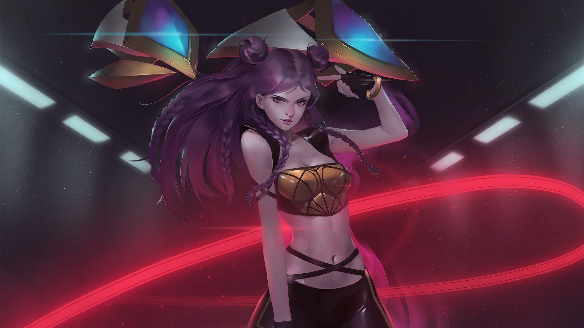 Kaisa from League of Legends with purple hair HD Wallpaper