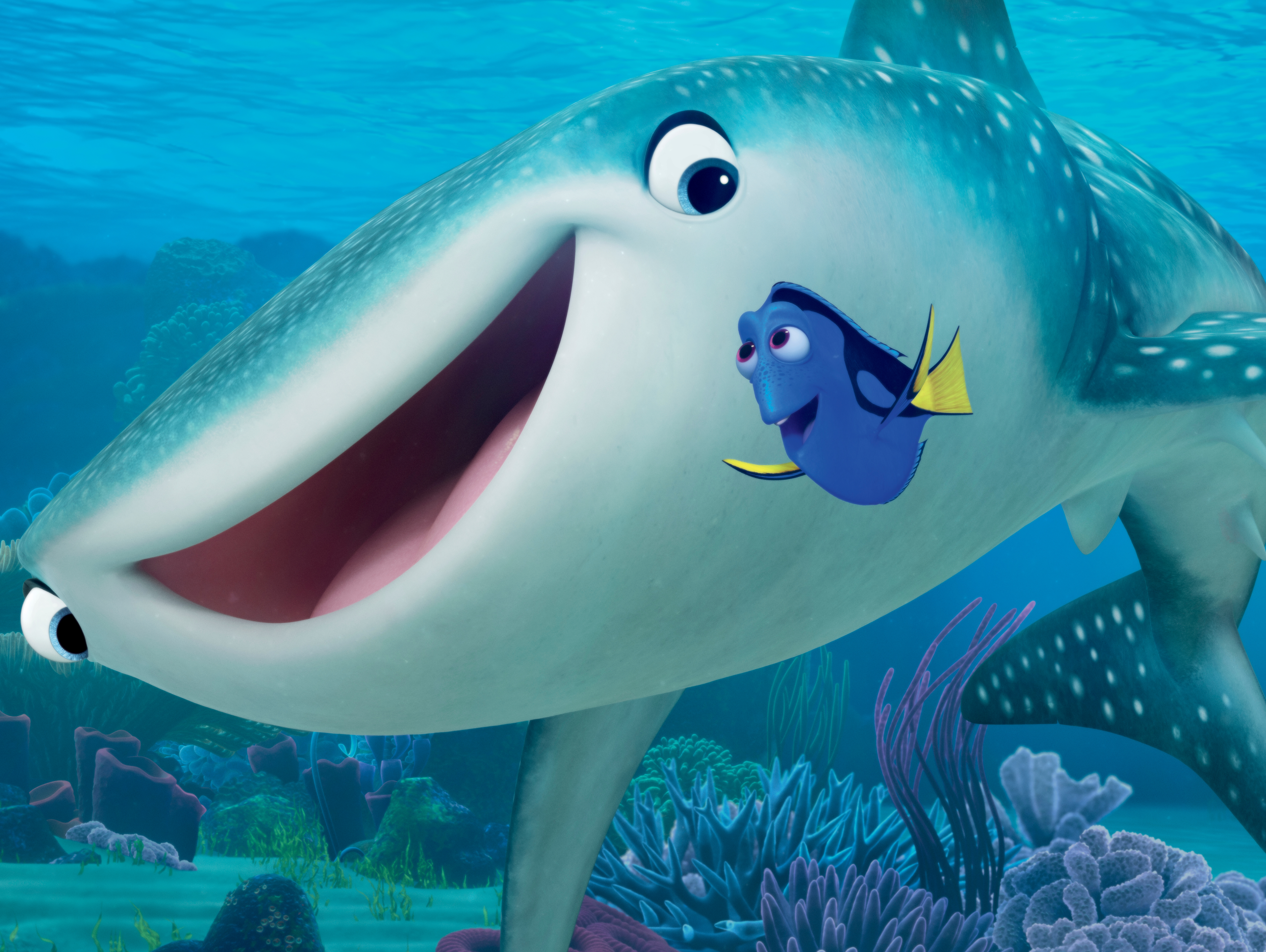 Dory and a whale shark from Finding Nemo HD Wallpaper