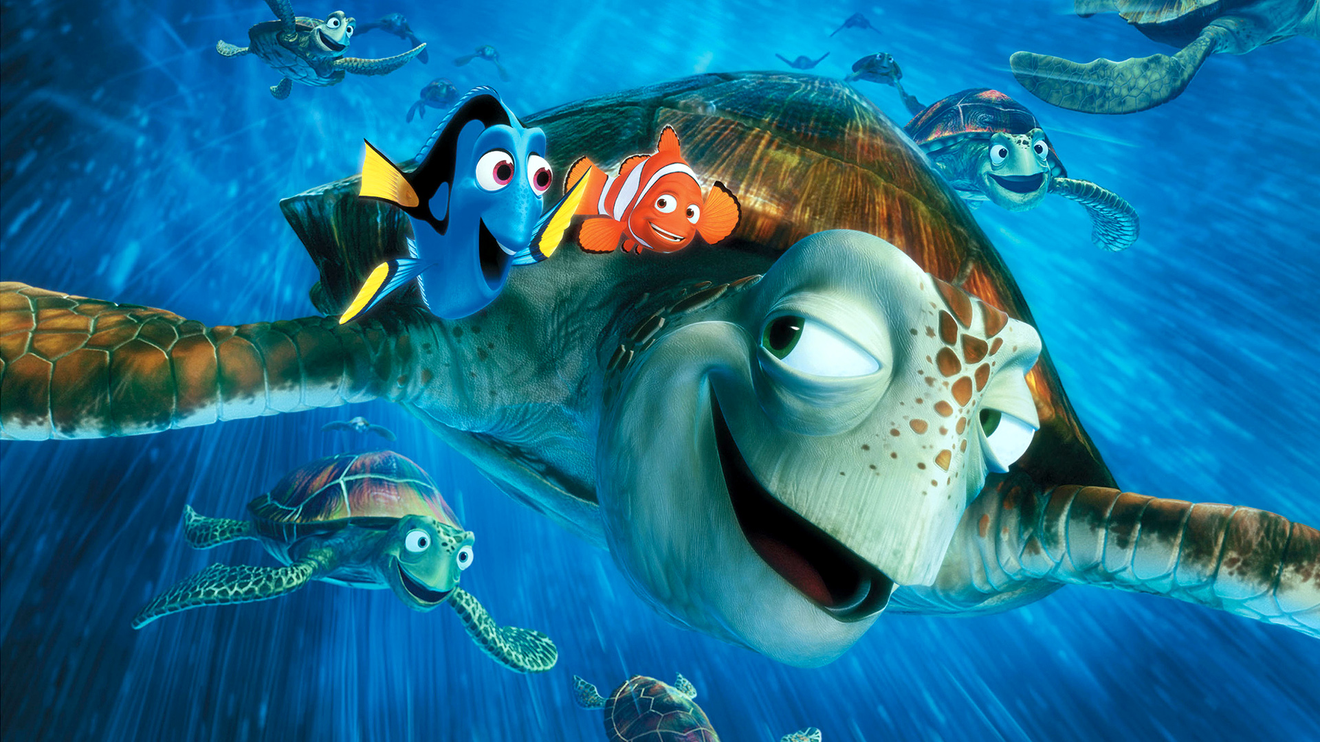 Dory and Nemo from Finding Nemo with turtles HD Wallpaper